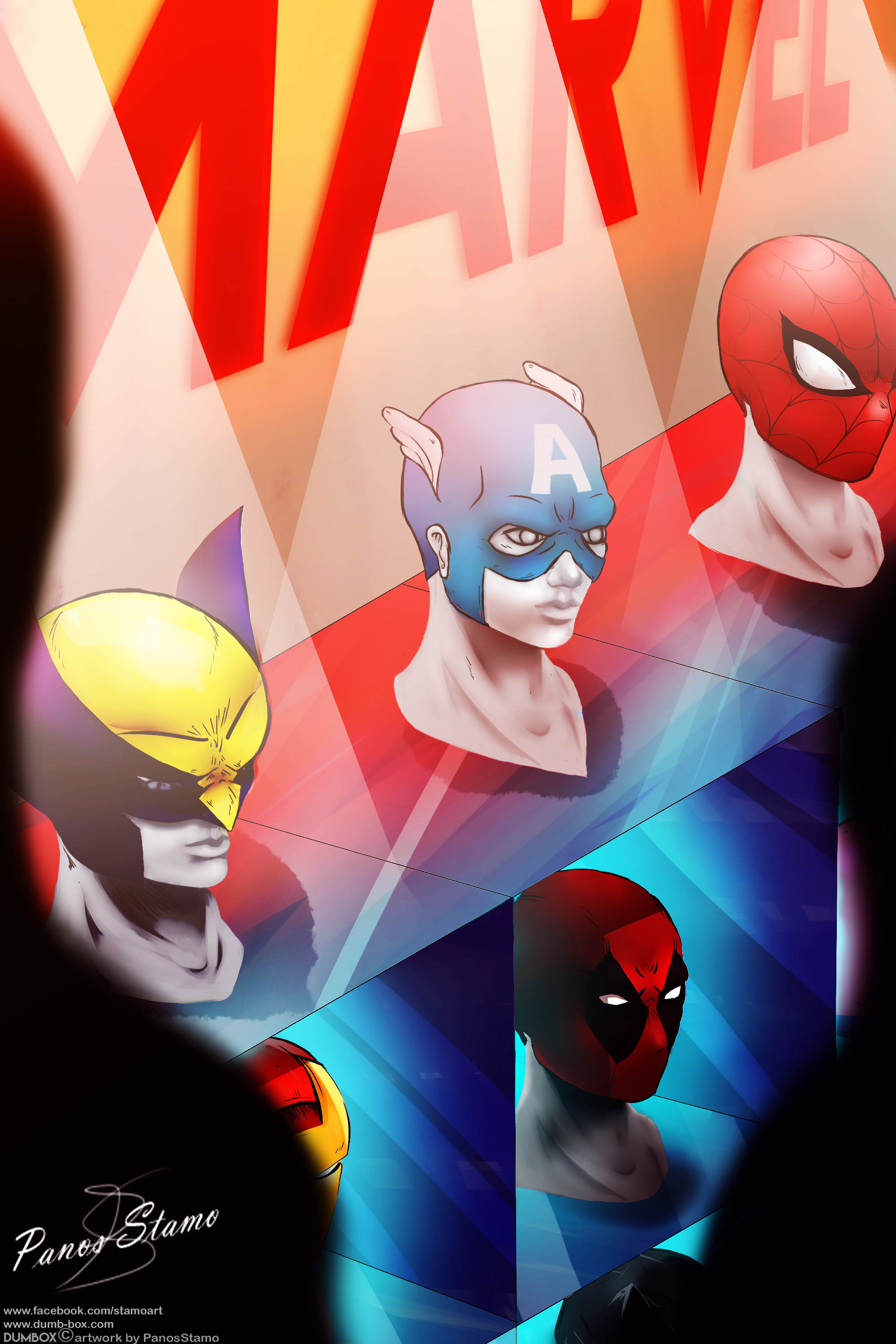 Marvel Comics Artwork Wolvrine Deadpool Spider Man Iron Man Captain America PanosStamo Comics 2000x3000