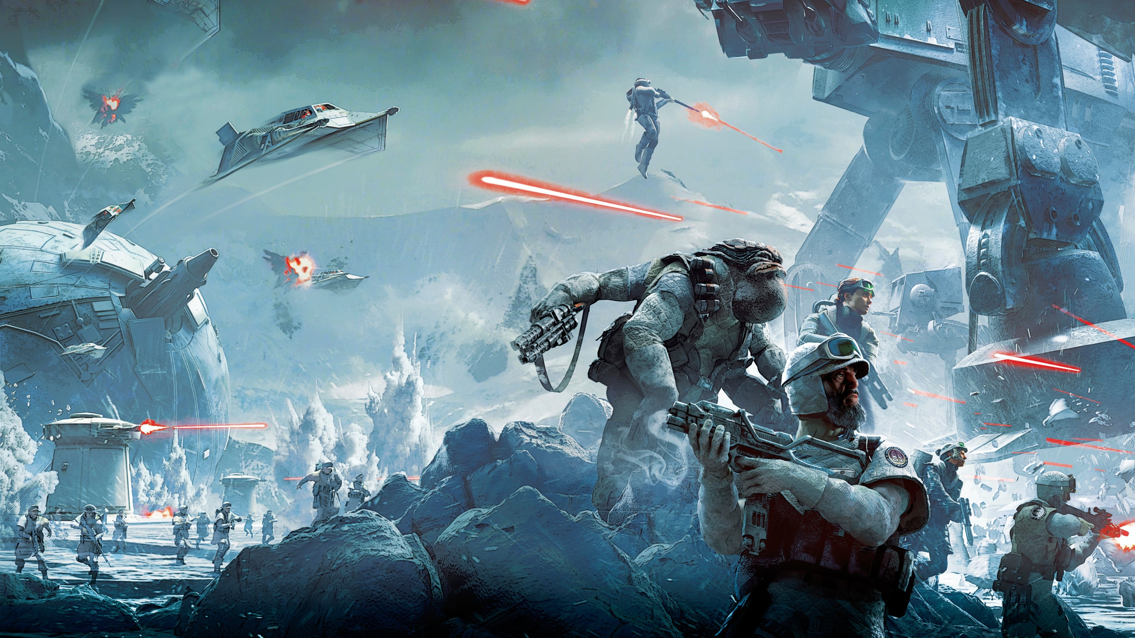 Star Wars Video Games Battle Hoth Soldier Star Wars Battlefront 3840x2160