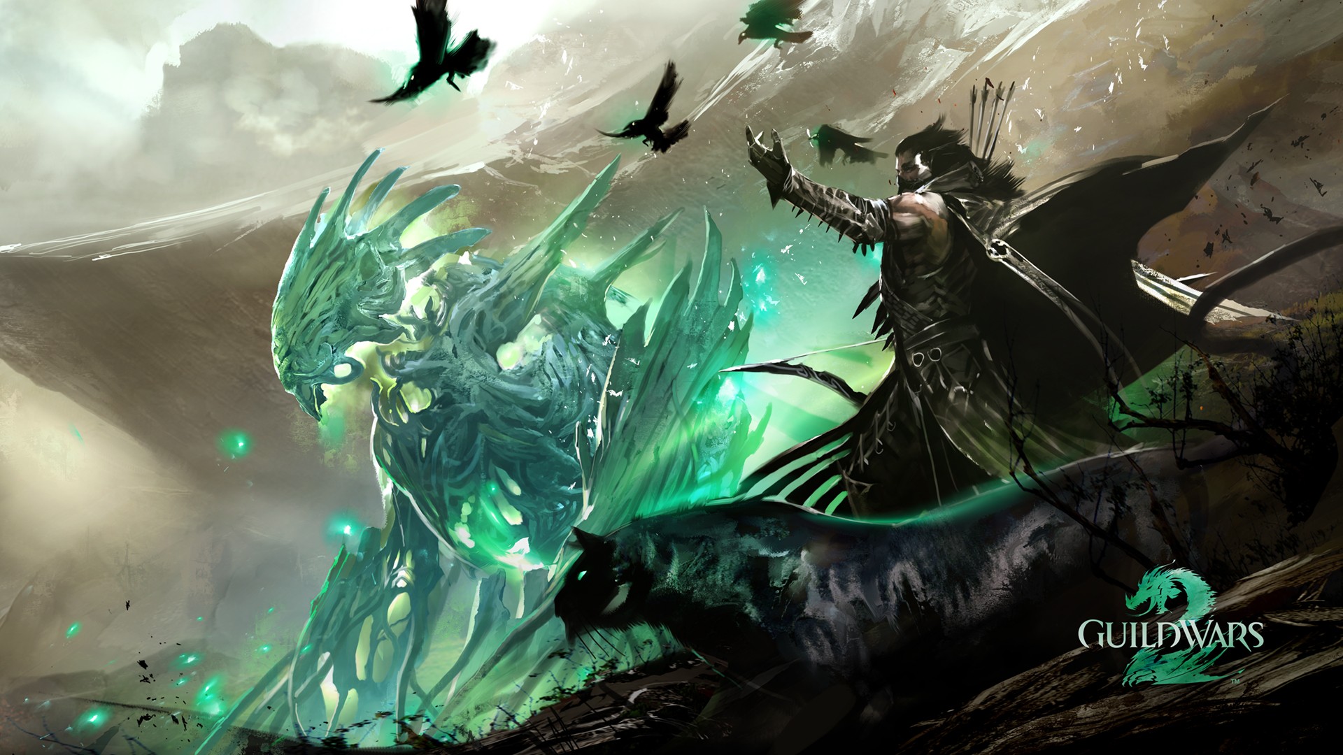 Guild Wars 2 Rangers PC Gaming Creature Fantasy Men Fantasy Art 1920x1080