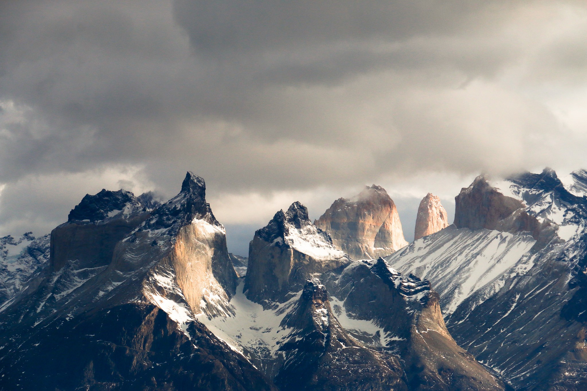 Patagonia Mountains Landscape Overcast Torres Del Paine Cliff 2048x1365