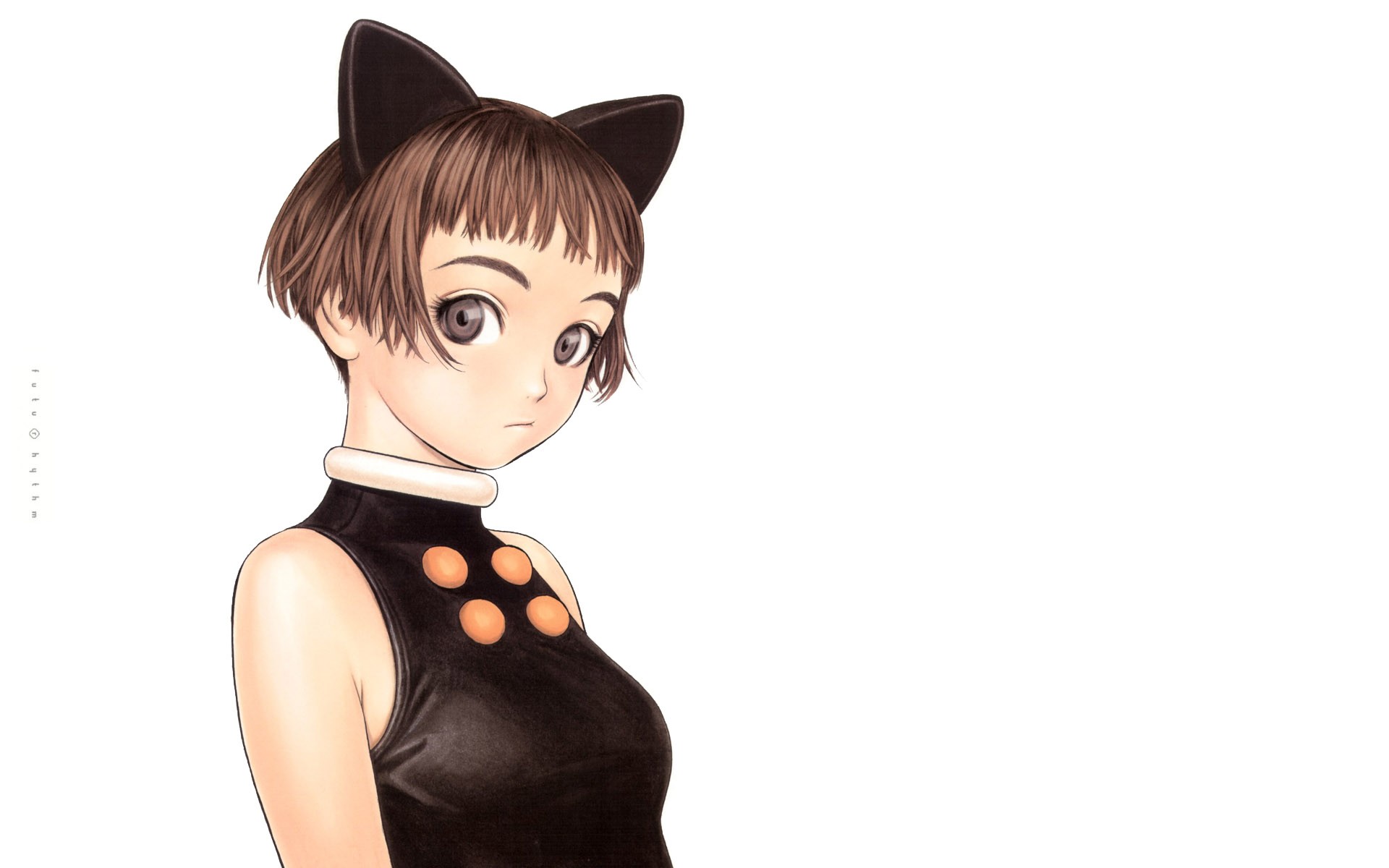 Murata Range Original Characters Cat Ears Simple Background Bare Shoulders Short Hair Looking At Vie 1920x1200
