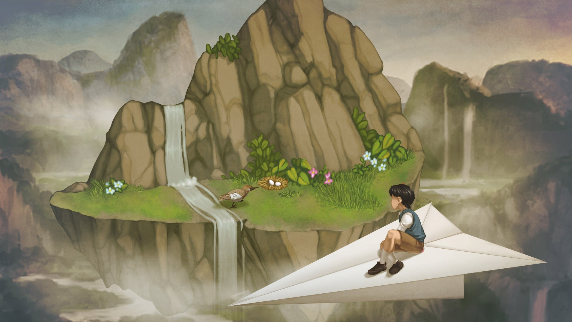 A Bird Story Paper Planes Children Waterfall Eggs Nests Flowers Mountains Video Games Flying 1920x1080