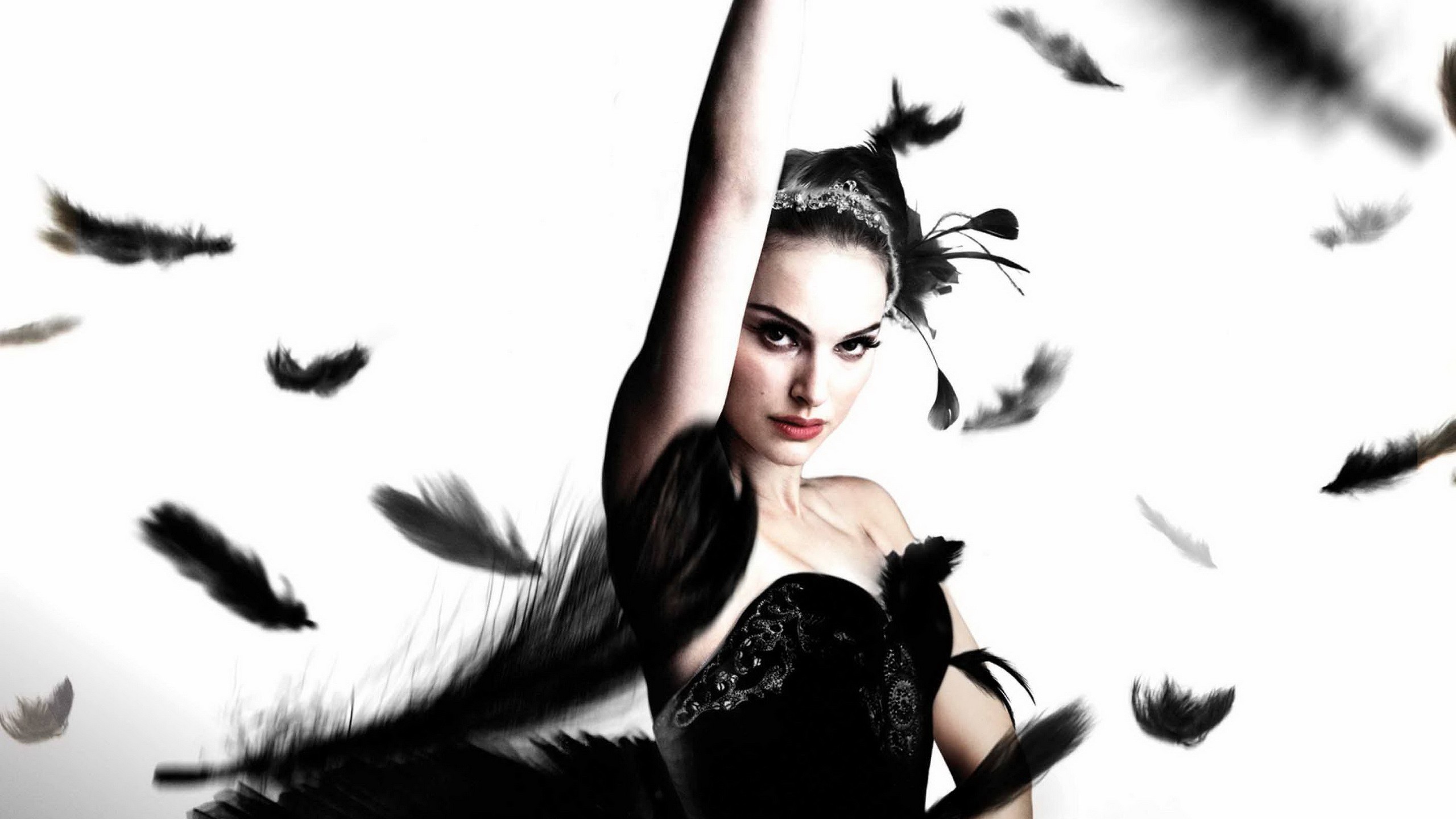 Actress Natalie Portman Movies Black Swan Feathers 2560x1440