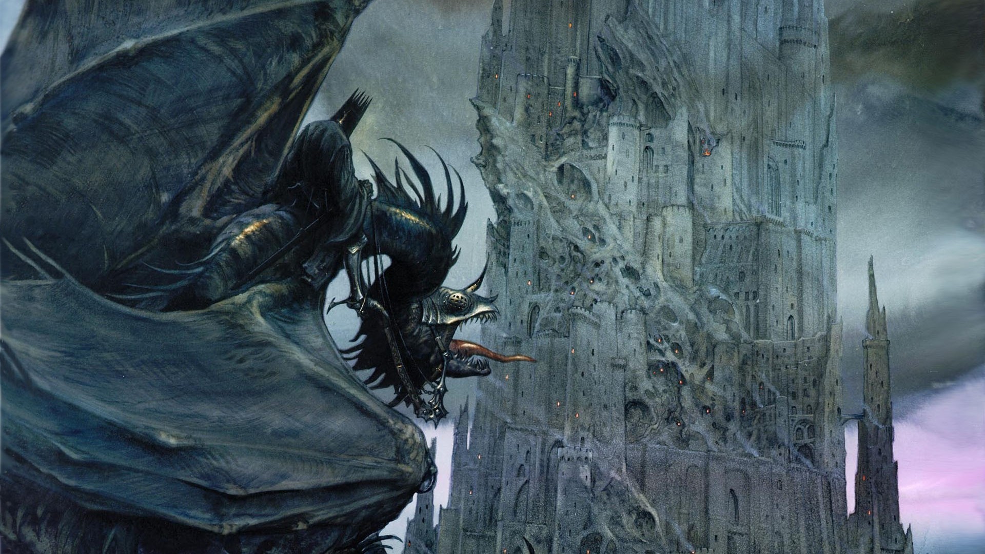 Digital Art Fantasy Art Barad Dur The Lord Of The Rings Dragon Castle Flying Tongues Witchking Of An 1920x1080