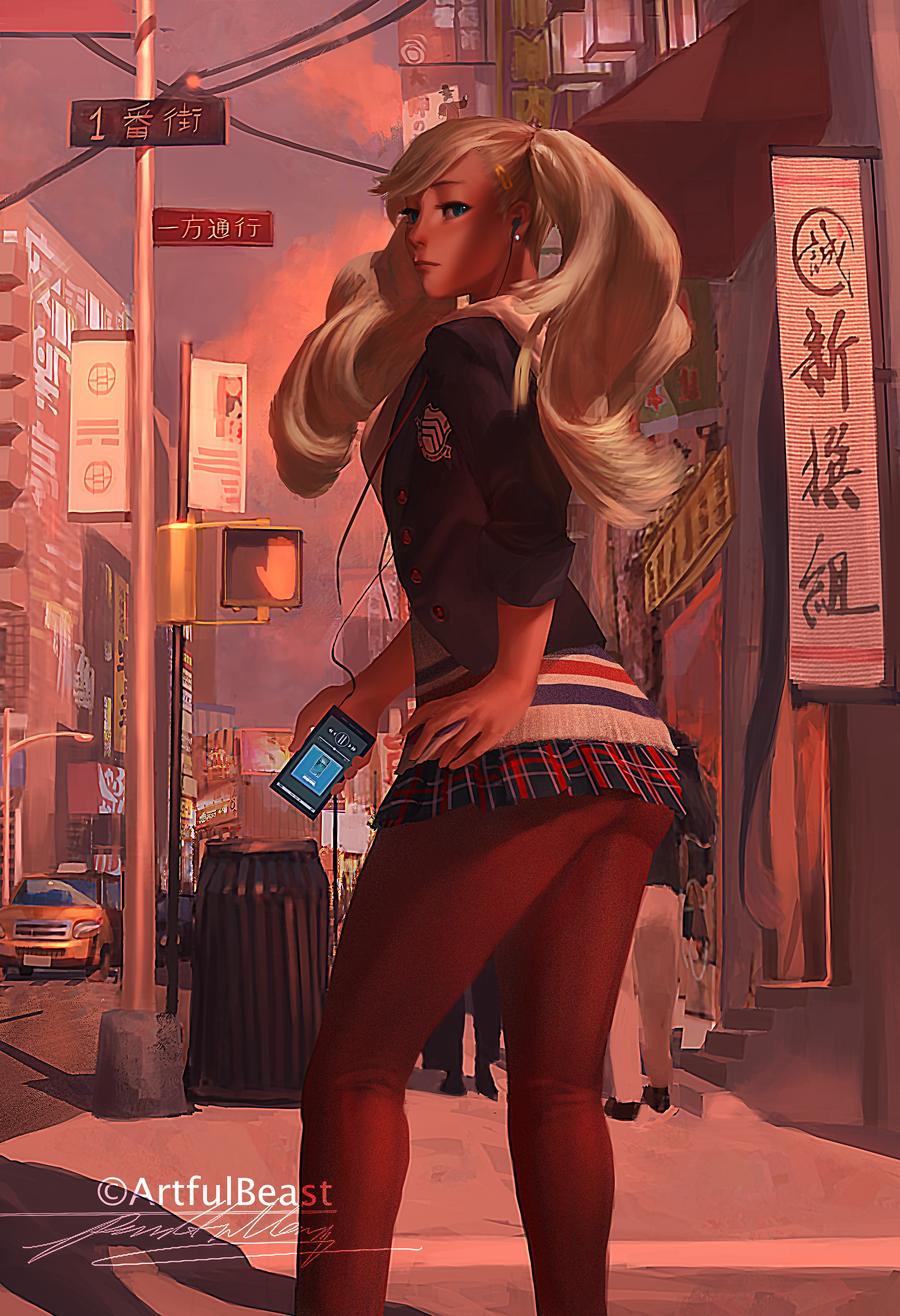 Digital Art Afternoon Anime Girls Downtown Portrait Display Persona 5 Paul Nong 900x1316