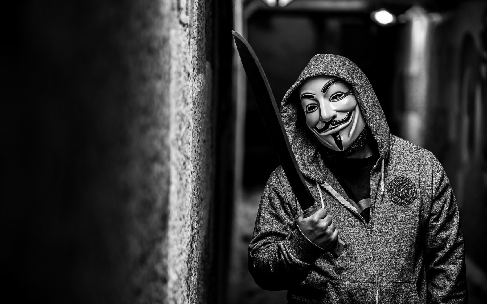 Anonymous Mask Hoods Machete Knife 1680x1050
