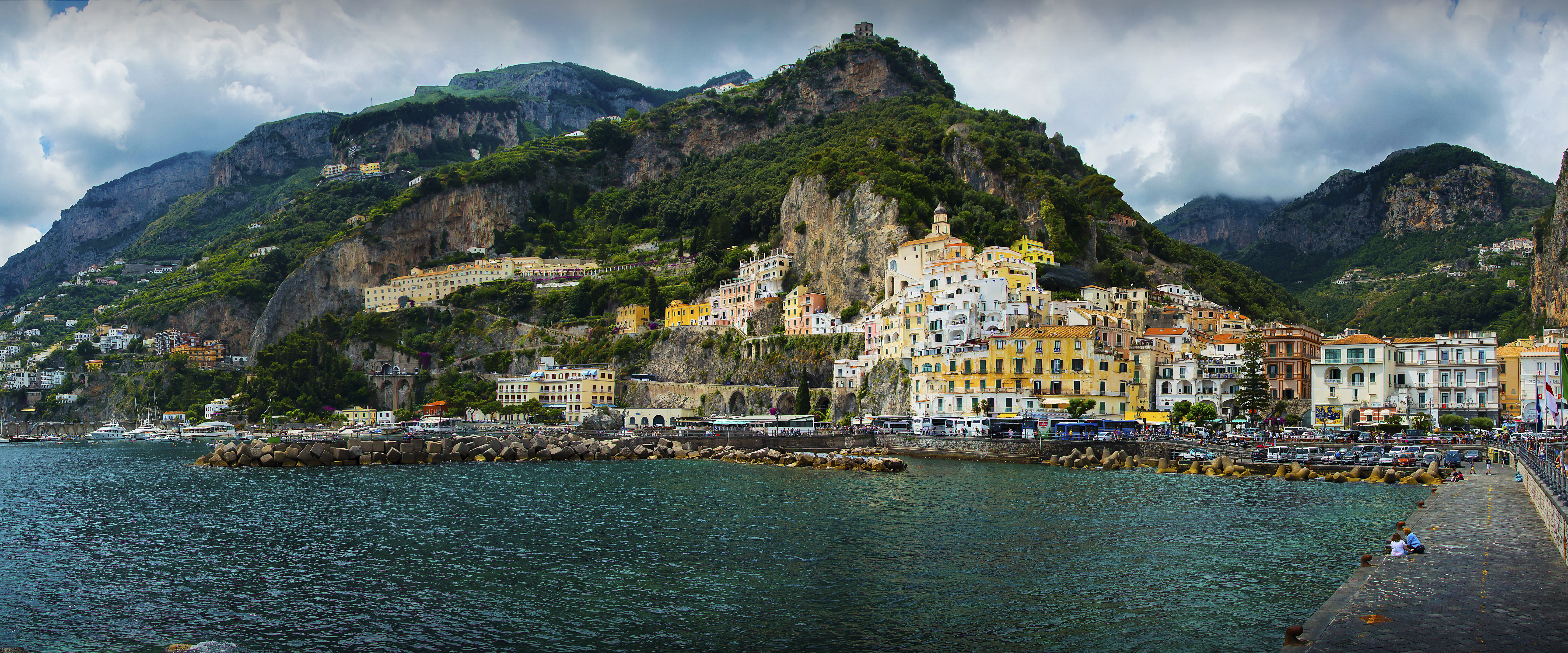 Amalfi Mountain House Italy Coast Town 6720x2800