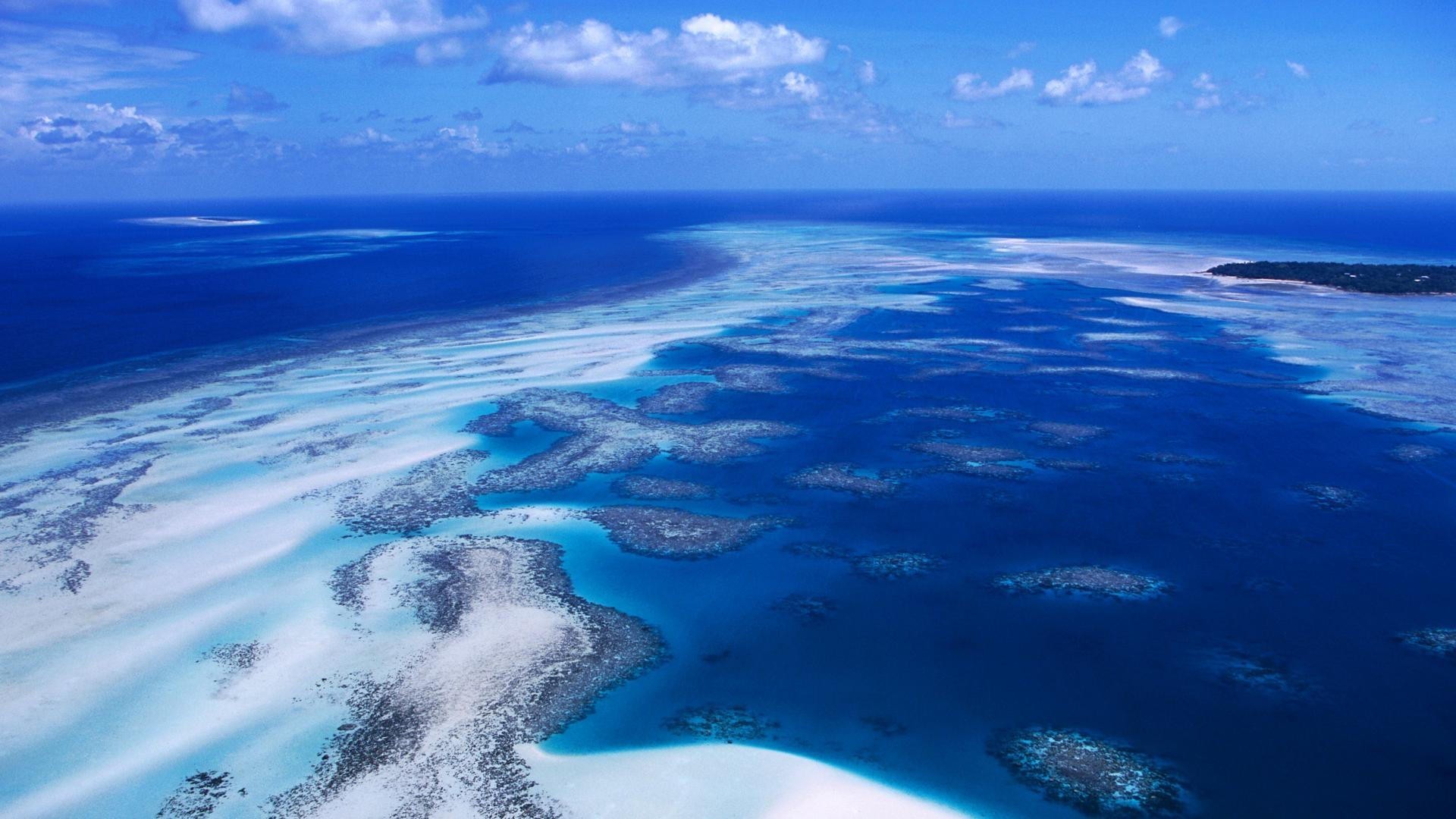 Coast Sea Atolls Aerial View Landscape 1920x1080