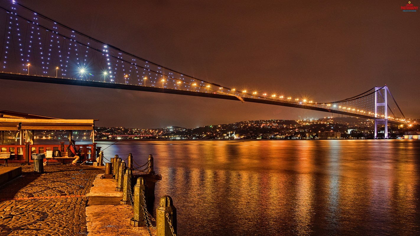 Turkey Istanbul Bosphorus Bridge Bridge Night City Lights Wallpaper -  Resolution:1422x800 - ID:385956 