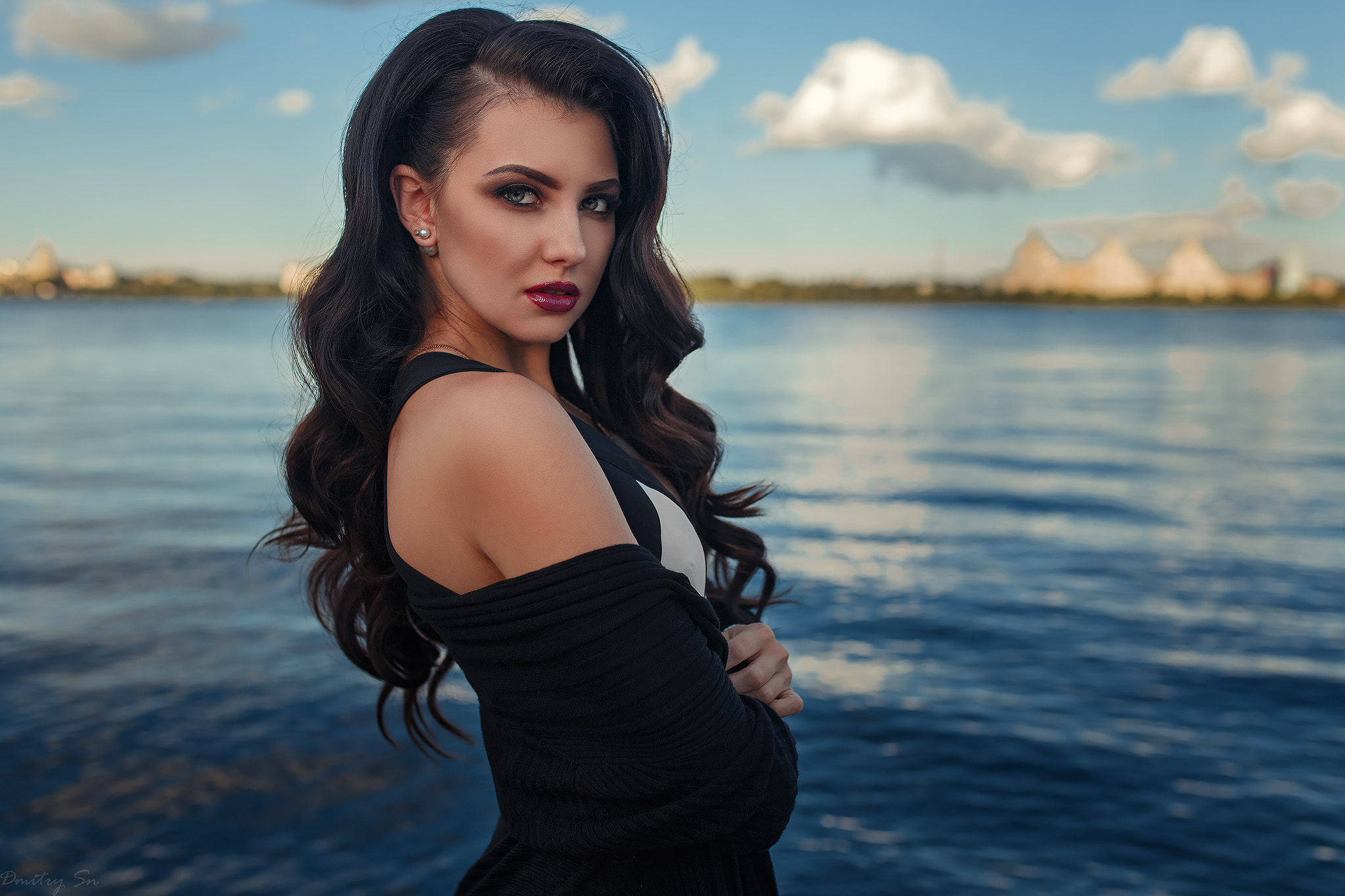 Women Dmitry Sn Portrait Wavy Hair Bare Shoulders Women Outdoors Kristina Romanova 2048x1365