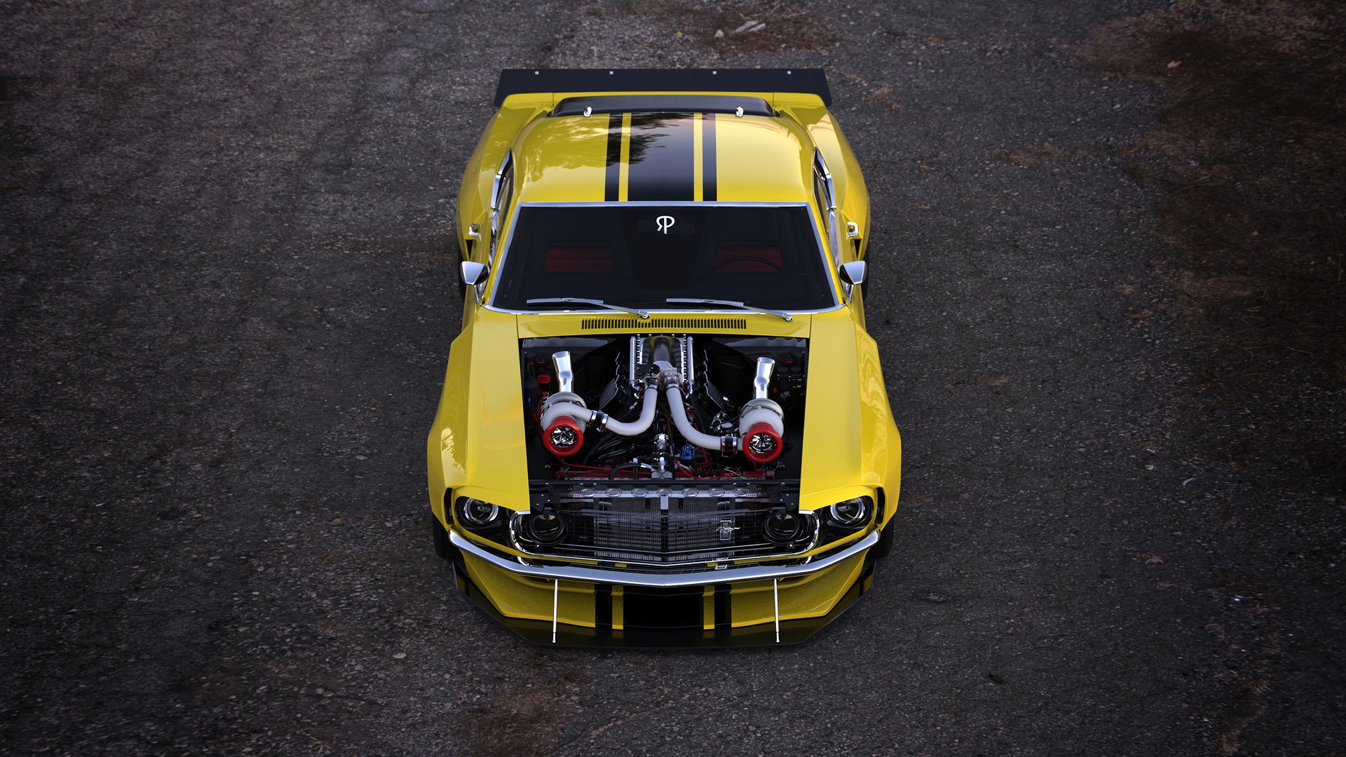 Yellow Cars Car Vehicle Rostislav Prokop Ford Ford Mustang Twin Turbo 1920x1080