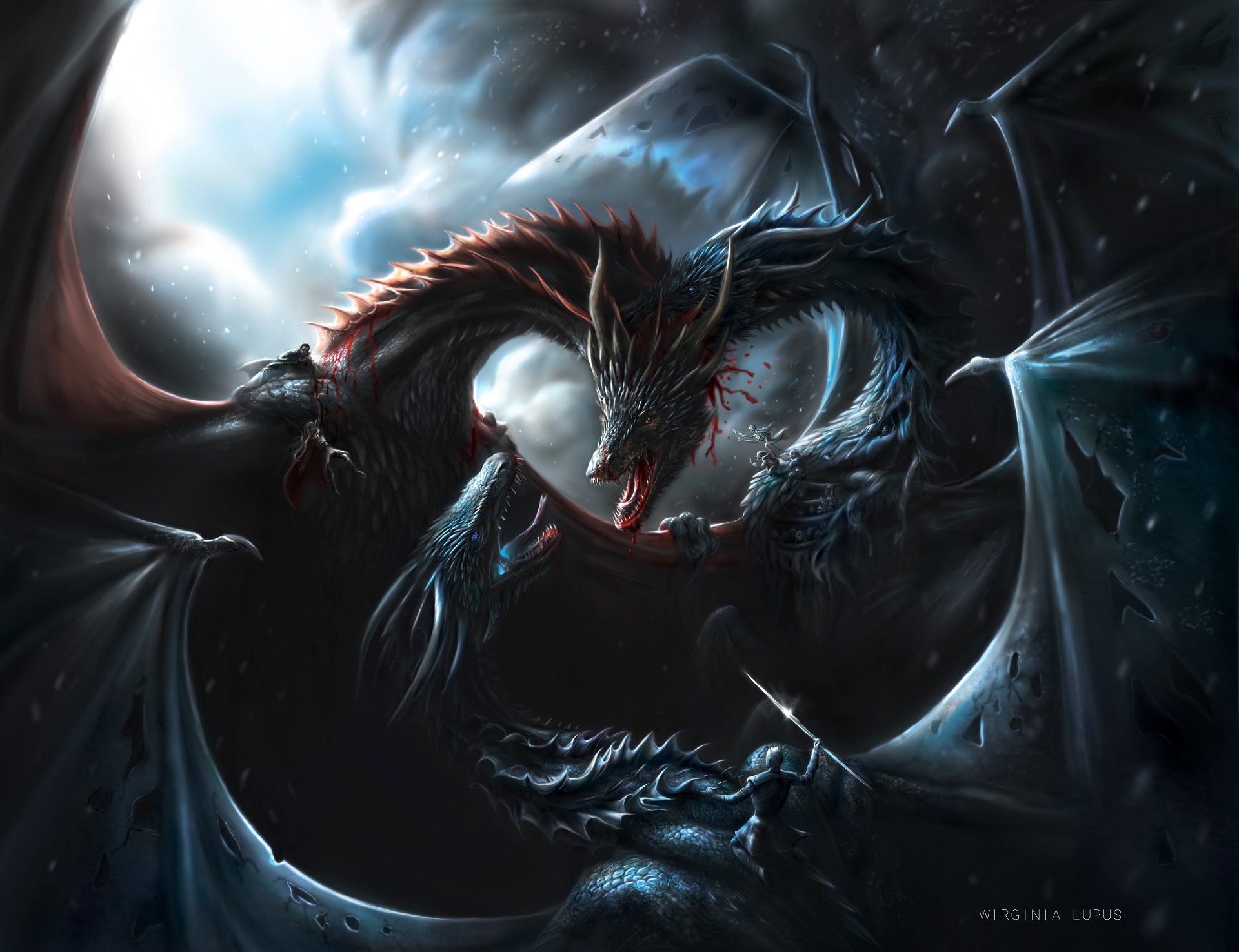 Artwork Fantasy Art Dragon Game Of Thrones The Night King Jon Snow Daenerys Targaryen 1920x1475