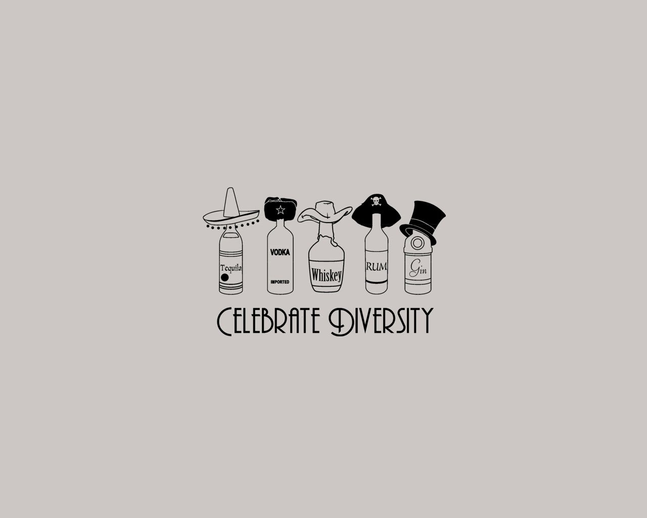 Quote Alcohol Humor Hat Bottles Typography Minimalism Simple Background Whiskey Vodka 1280x1024
