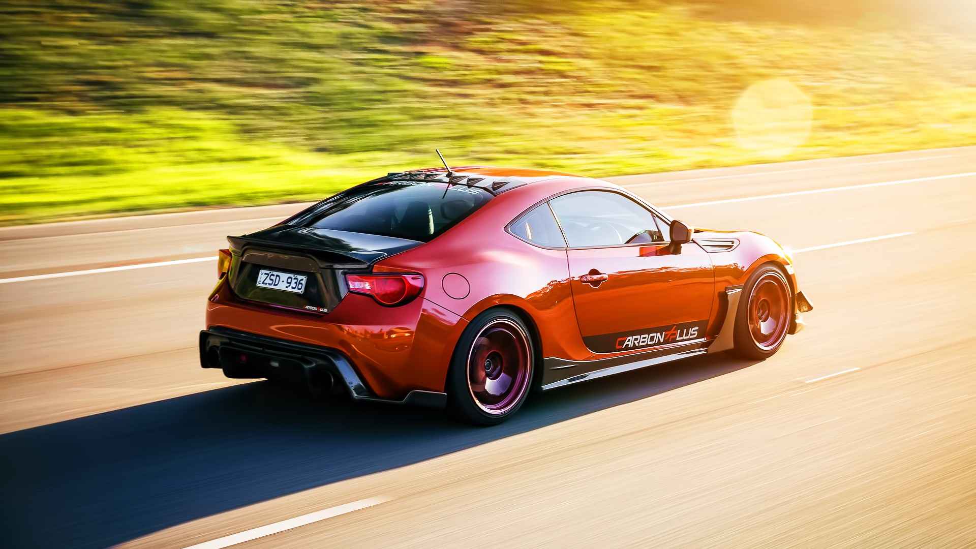 Toyota GT86 Tuning Car Red Cars Toyobaru Colored Wheels 1920x1080