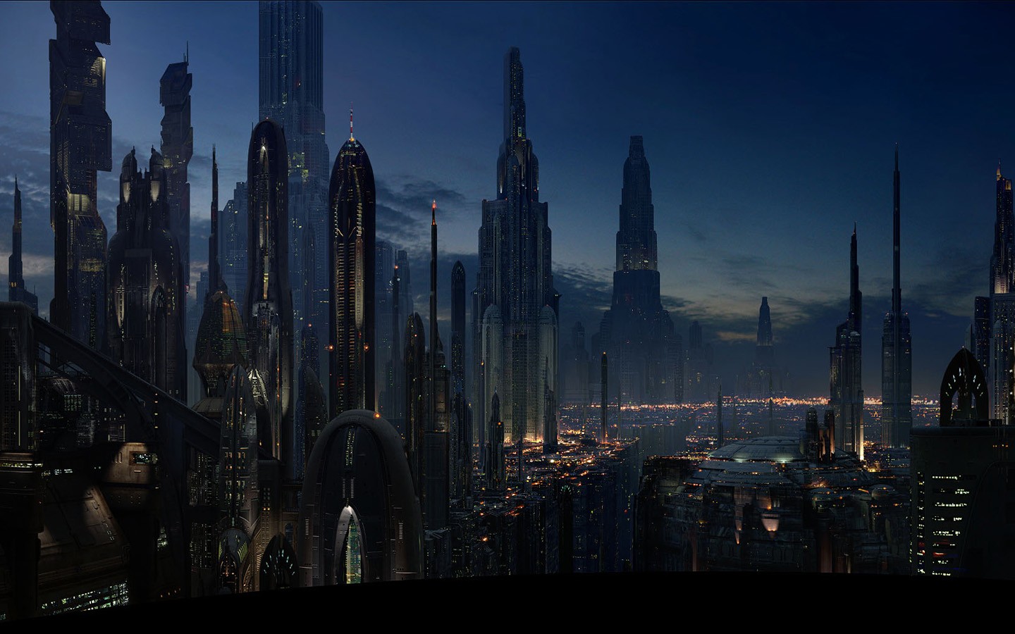 Star Wars Coruscant Star Wars Episode Iii The Revenge Of The Sith Movies Futuristic City Night Sky S 1440x900