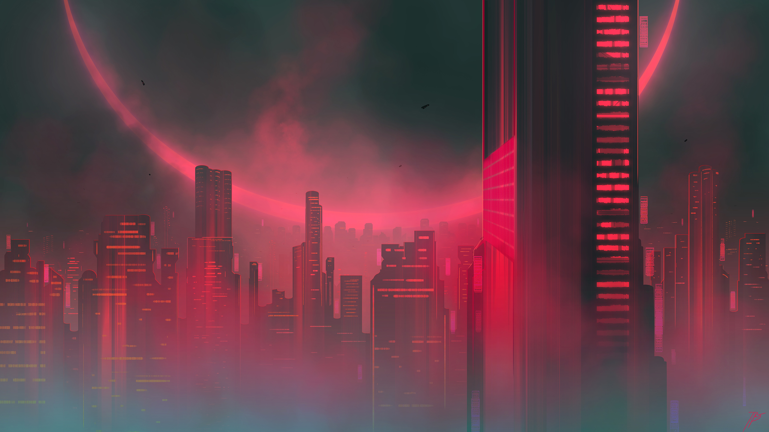 JoeyJazz Downtown Futuristic Cityscape Eclipse 2560x1440