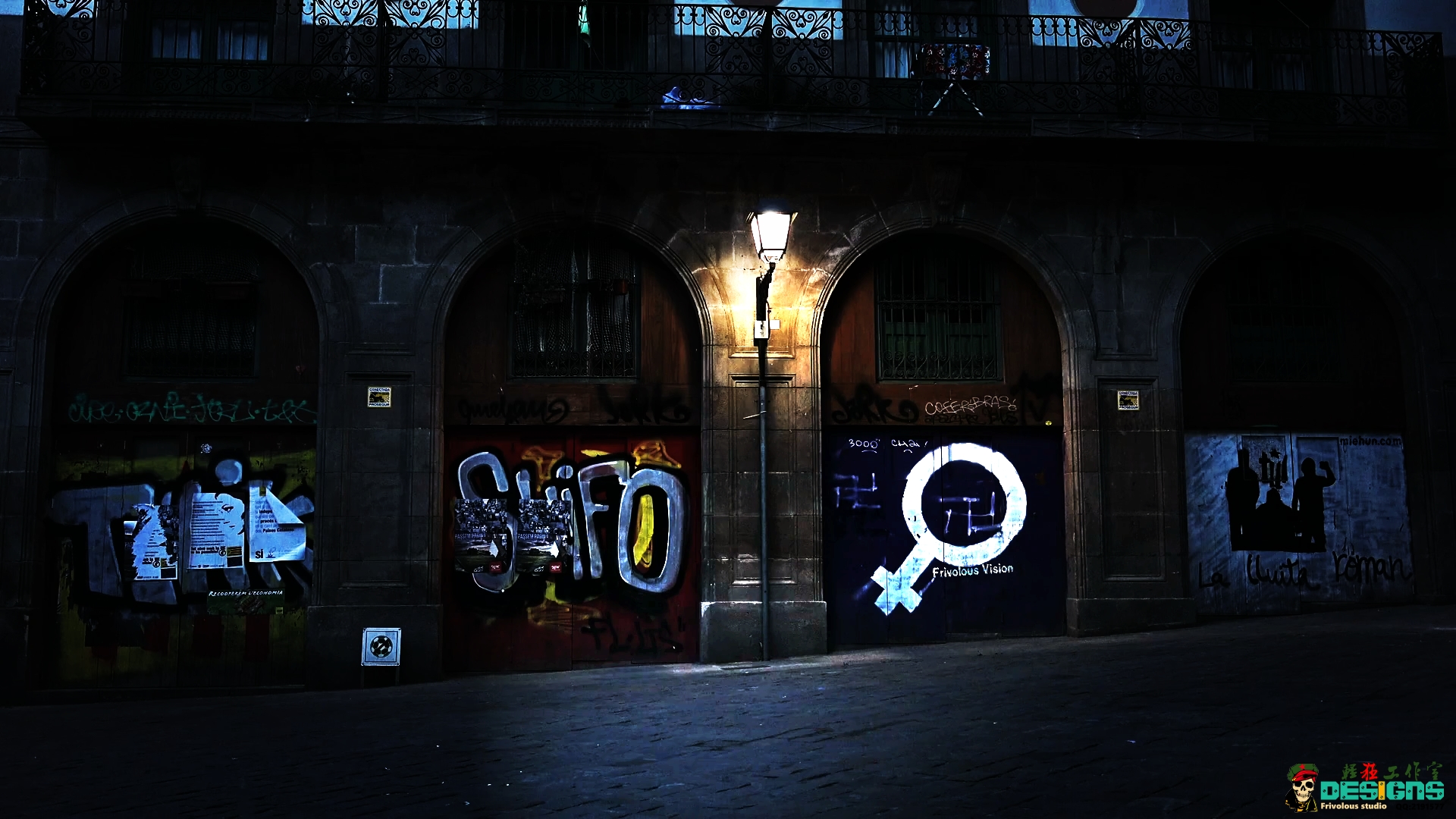 Light Graffiti Dark Urban City 1920x1080