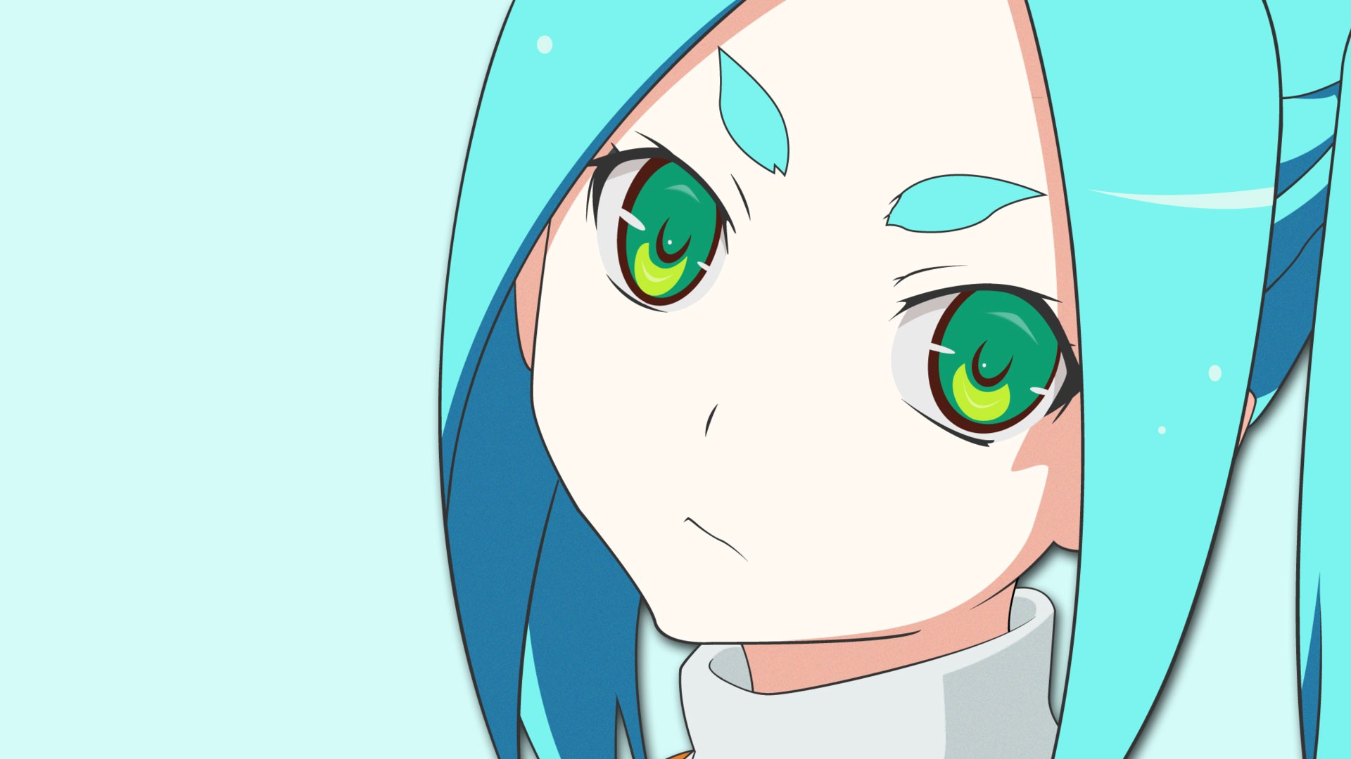 Monogatari Series Minimalism Anime Anime Girls Ononoki Yotsugi Green Eyes 1920x1080