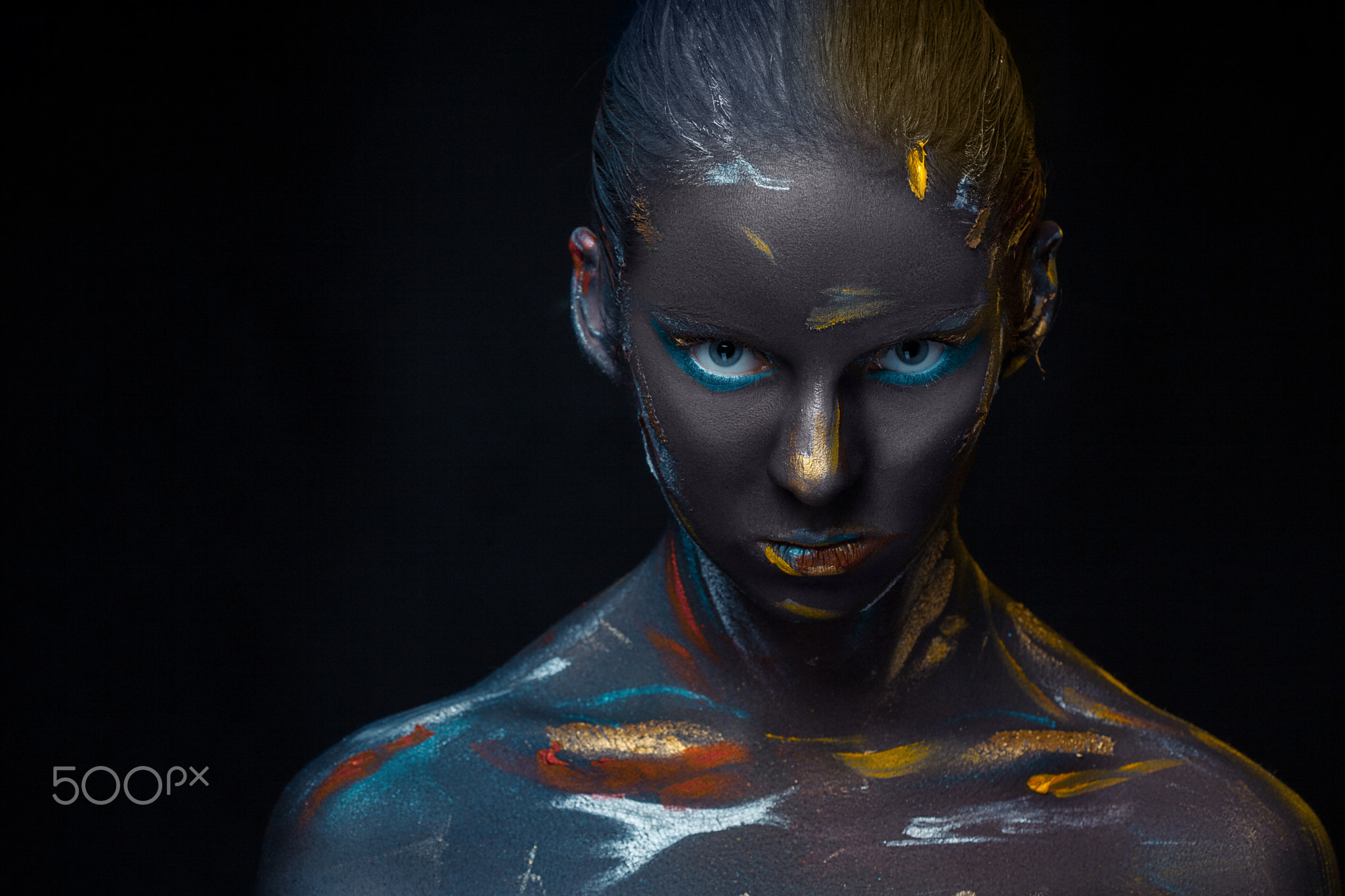 Volodymyr Melnyk Colorful Portrait Women Model Body Paint 2048x1365