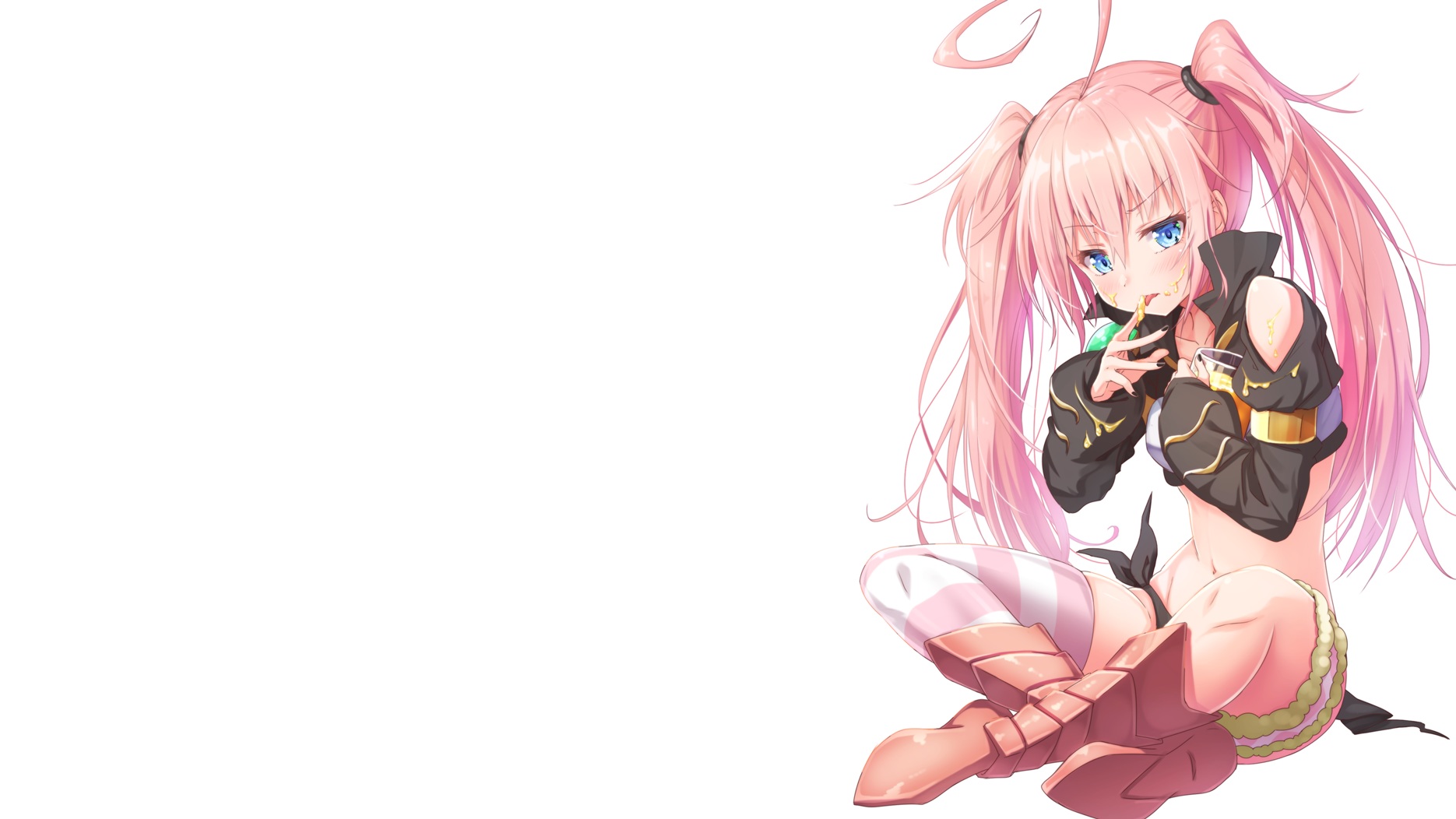 Tensei Shitara Slime Datta Ken Milim Nava Twintails Pink Hair Blue Eyes Blush Food Boots Long Hair H 1870x1052