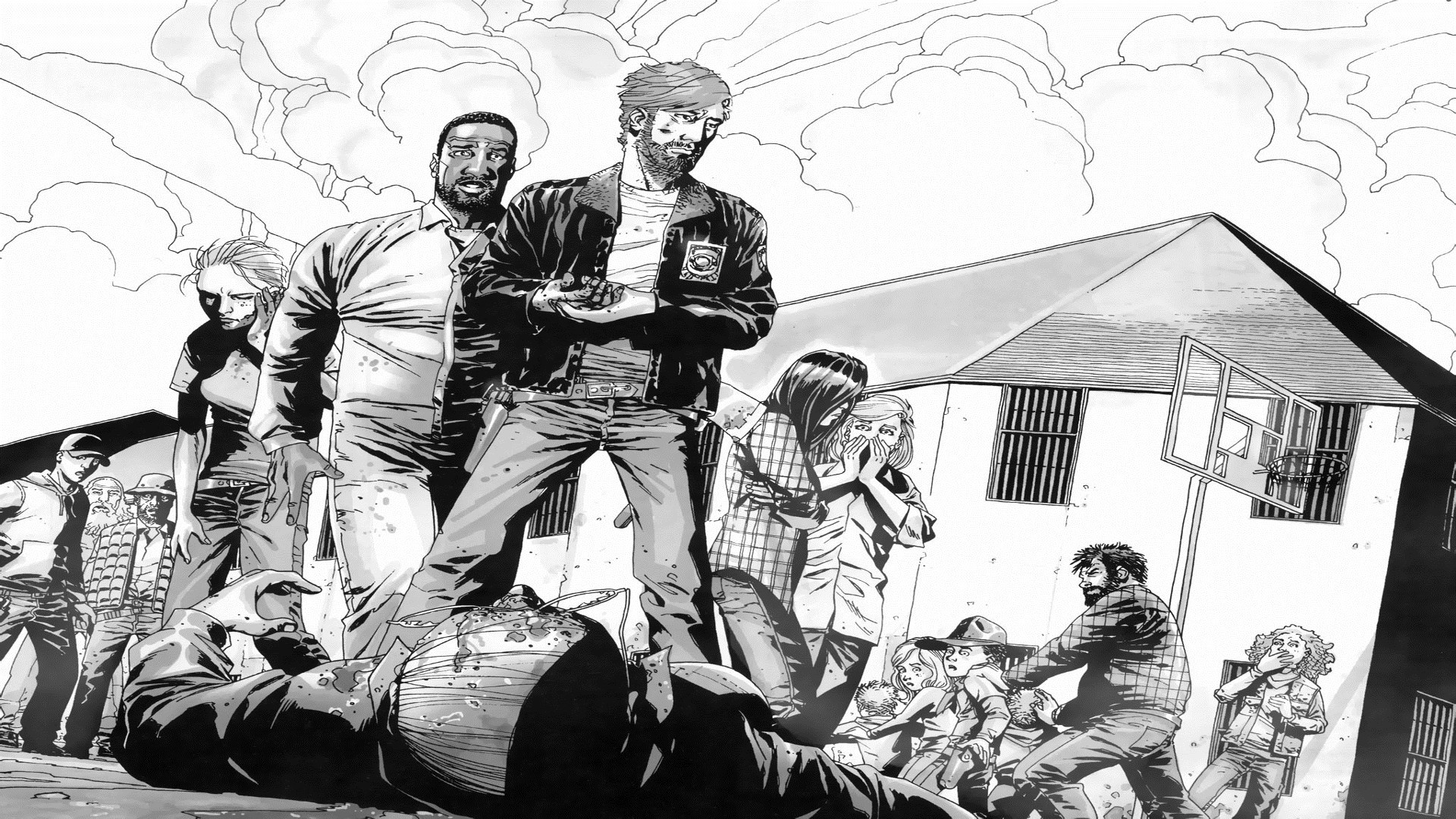 The Walking Dead Monochrome Factor Comics Rick Grimes 1920x1080