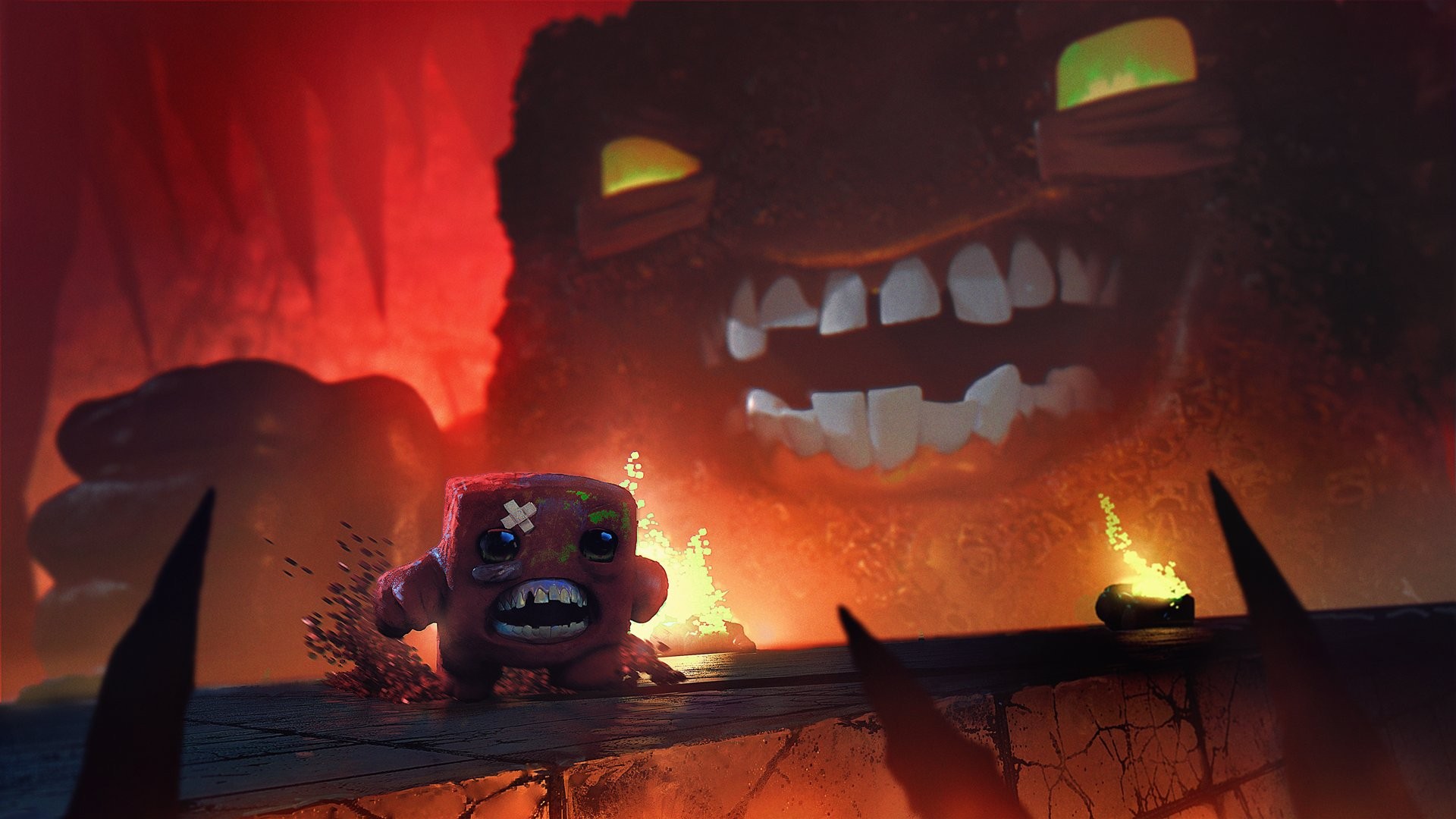 Super Meat Boy Video Game Heroes Video Games Red Artwork Video Game Art 1920x1080