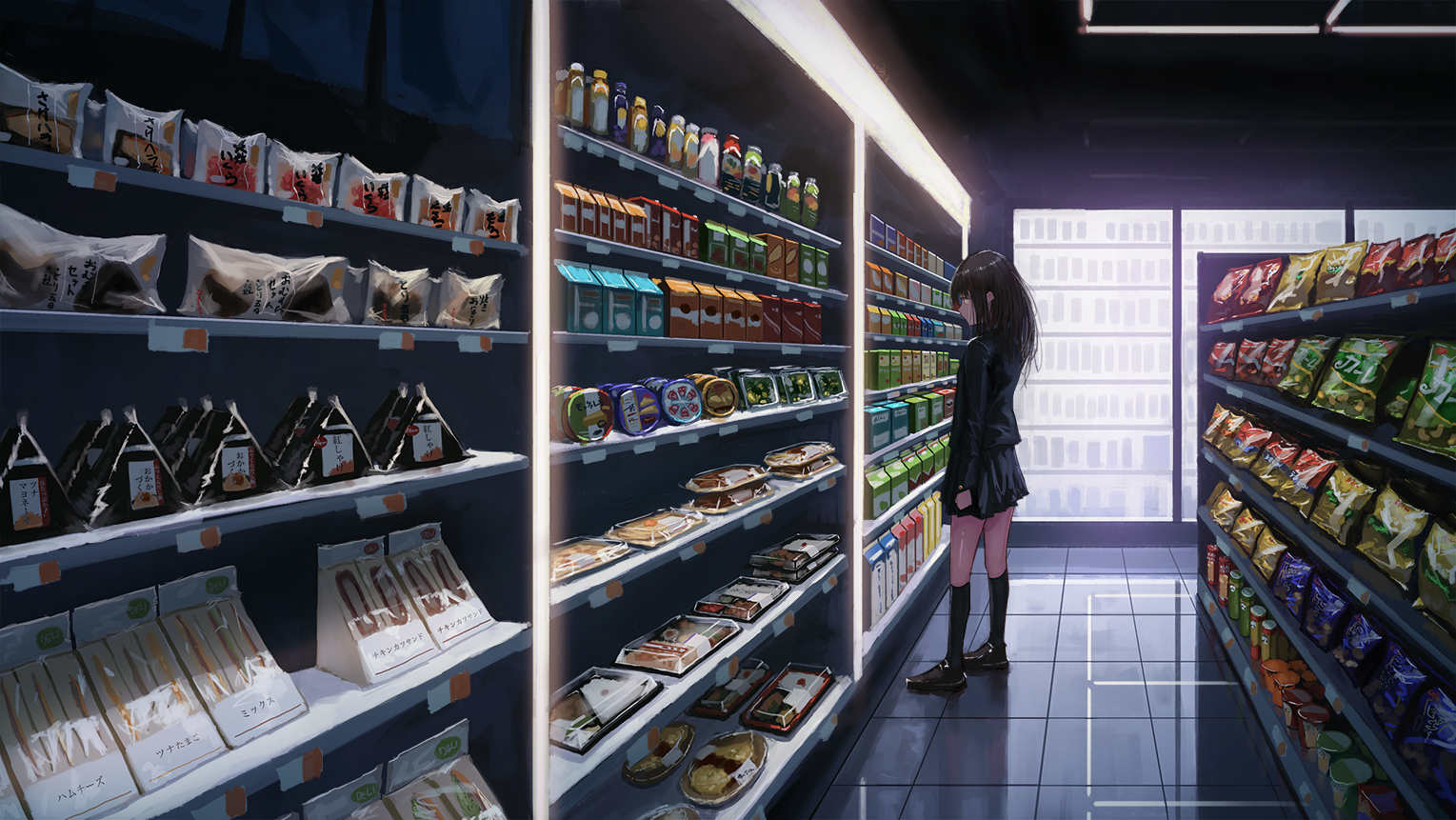Stores Food Drink Fridge Anime Lights Chips 1529x861