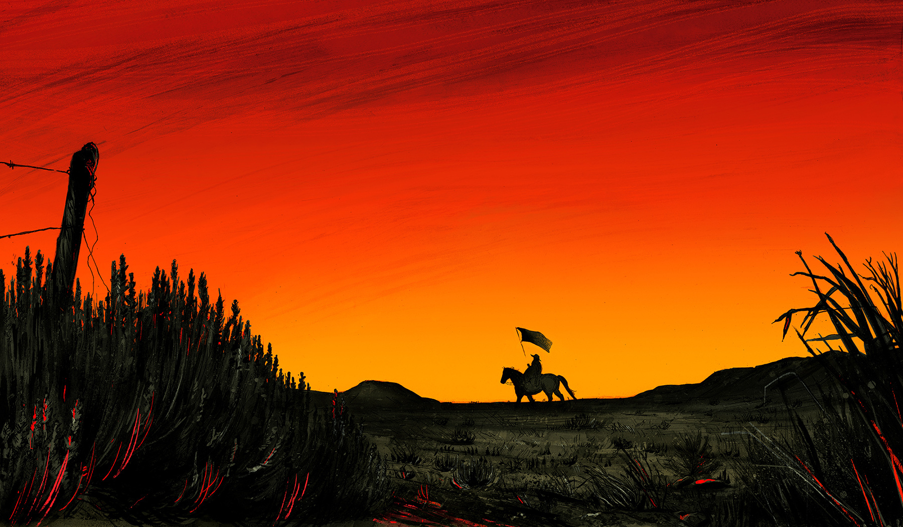 Sunset Horseman Artwork Sky 1800x1050