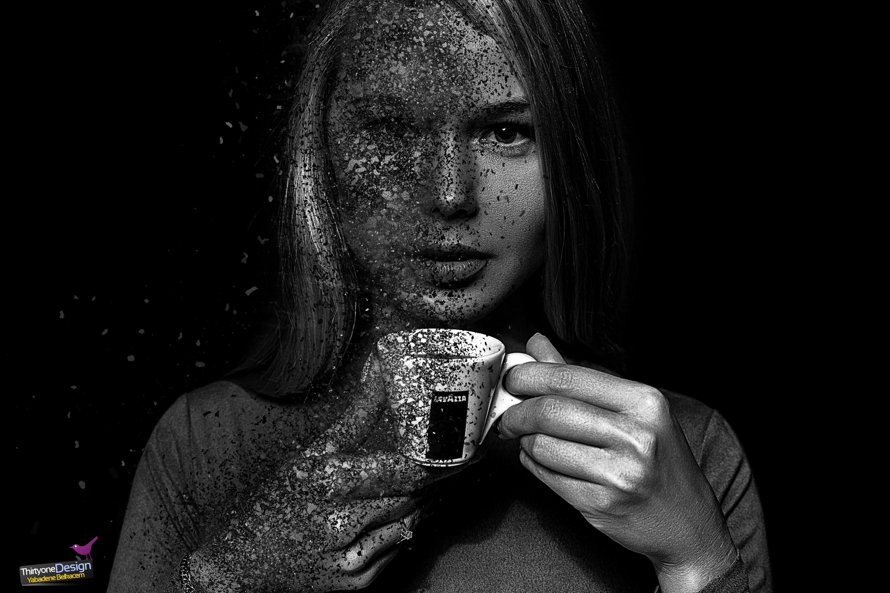 Women Photoshop Dispersion Monochrome 3000x2000