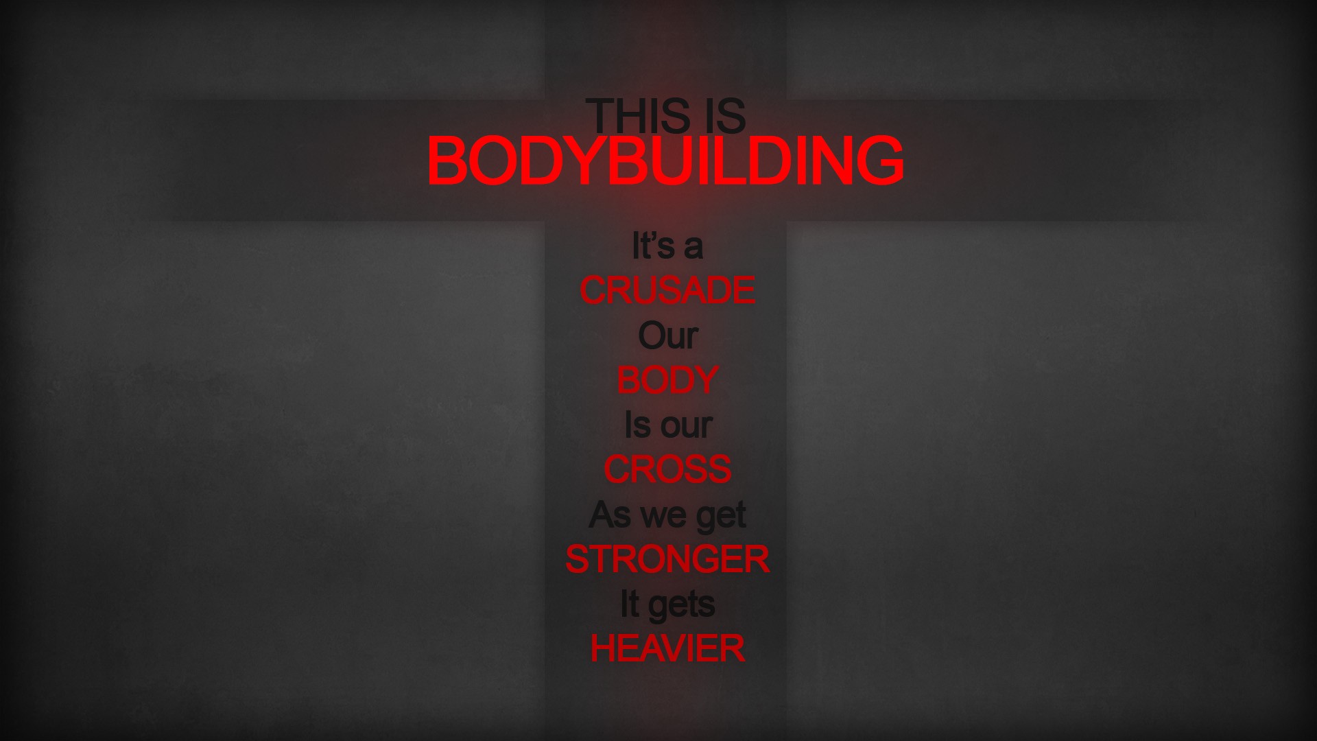 Bodybuilder Motivational Red Monochrome Cross Minimalism Quote 1920x1080