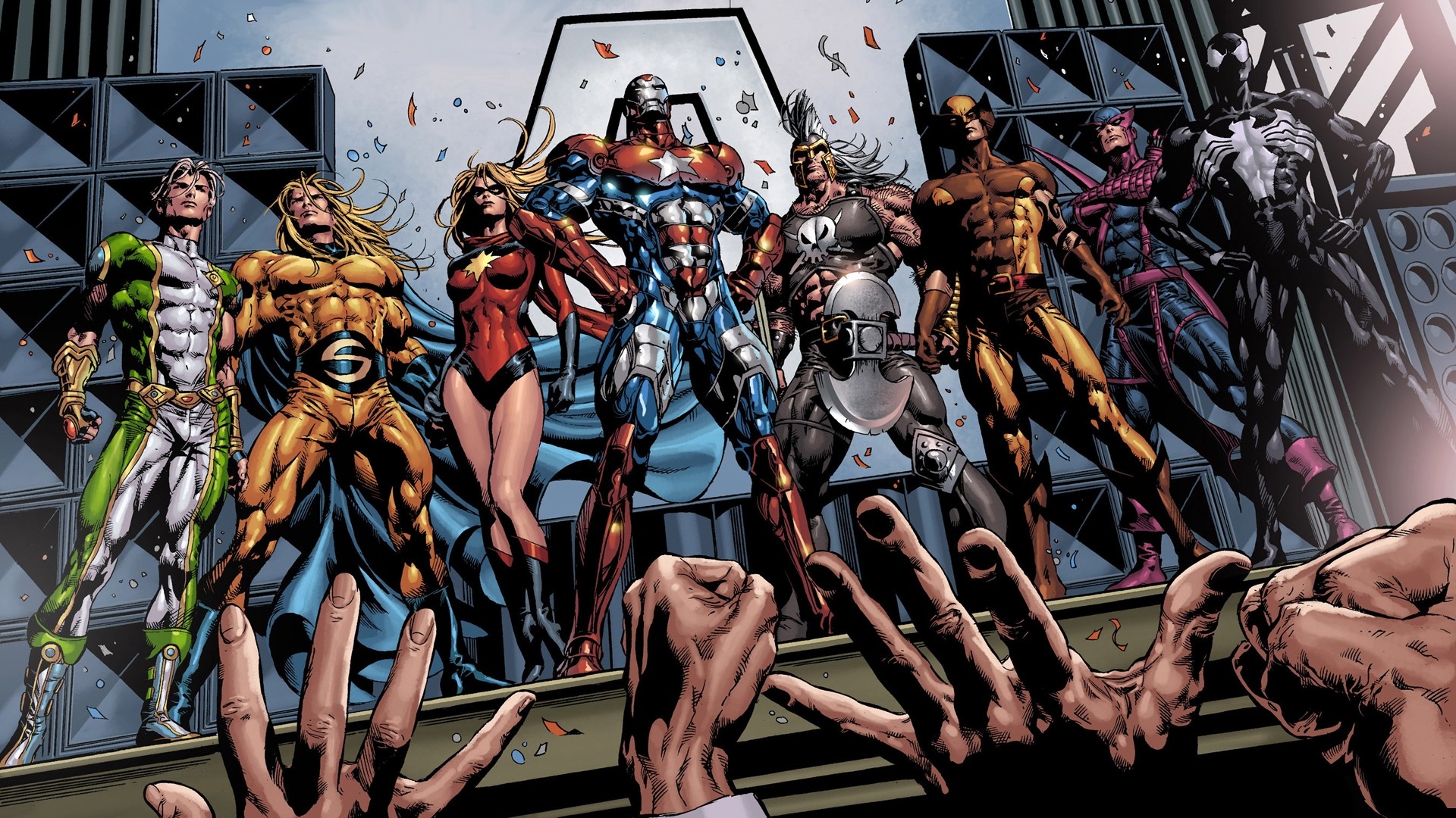 Captain Marvel Iron Man Thor Wolverine Hawkeye Venom Sentry Marvel Comics 1920x1080