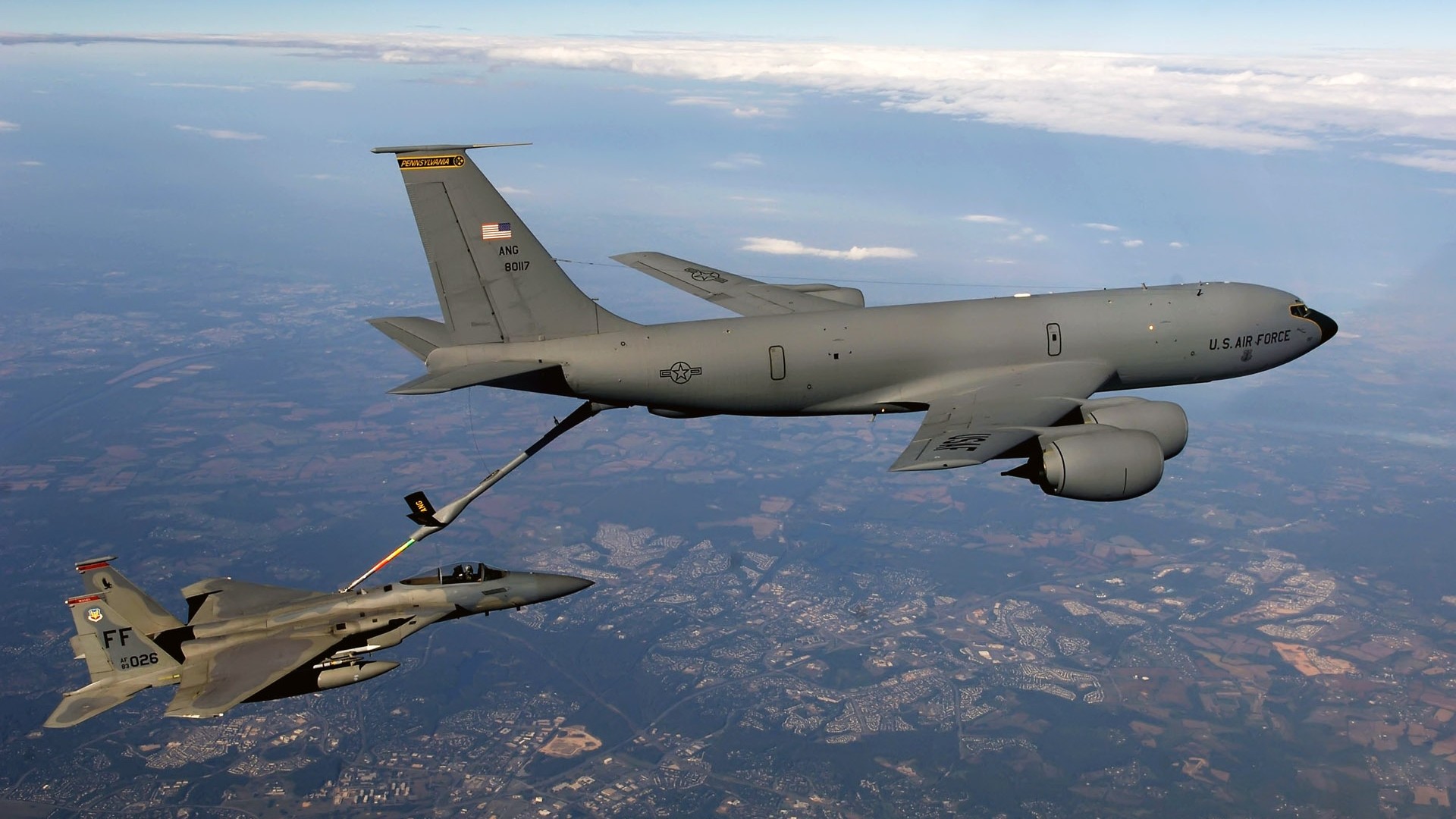 Military Aircraft Airplane Sky Jets F15 Eagle Boeing KC 135 Stratotanker Military Aircraft 1920x1080