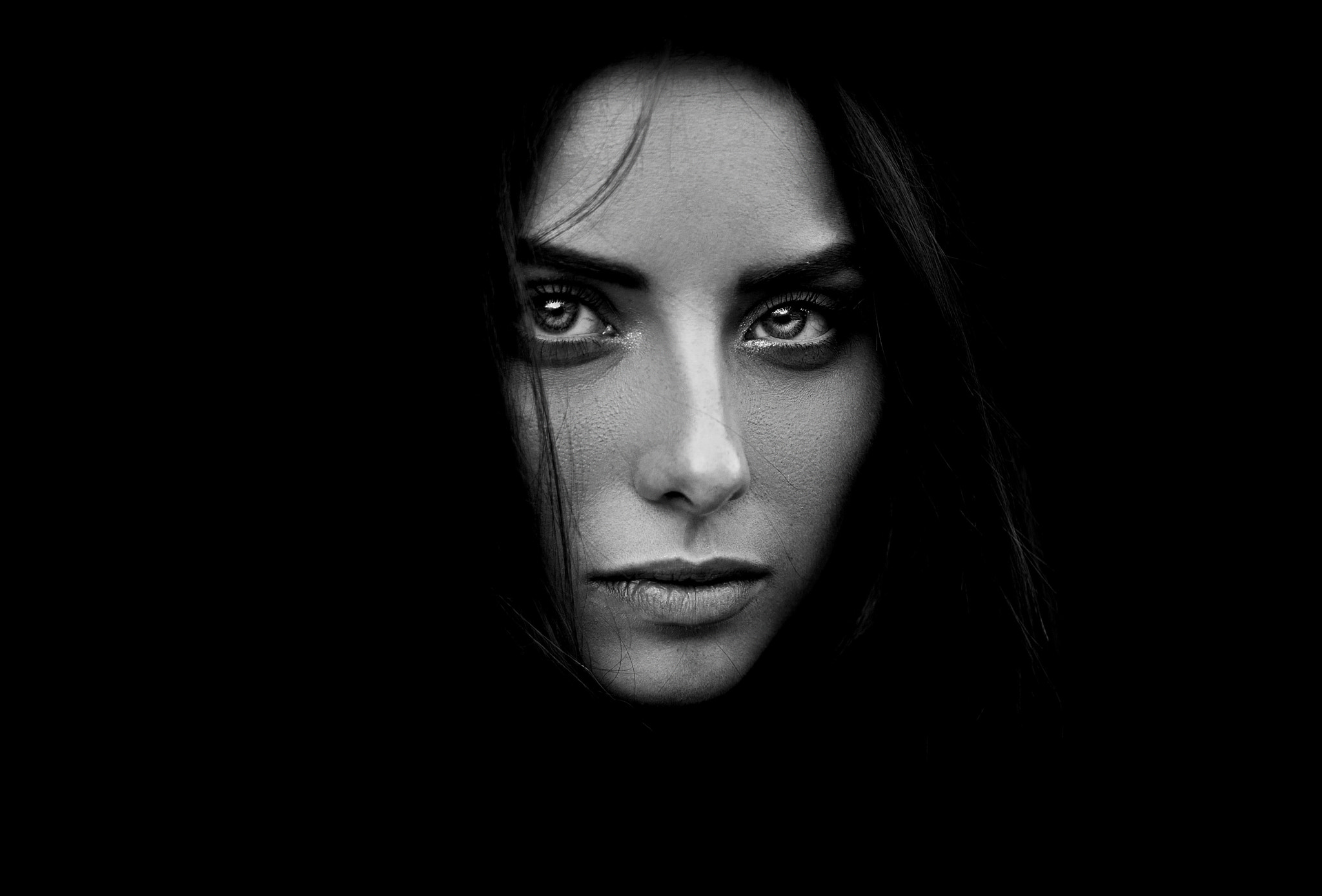 Women Face Portrait Monochrome Natalya Ann Nevreva 2048x1388