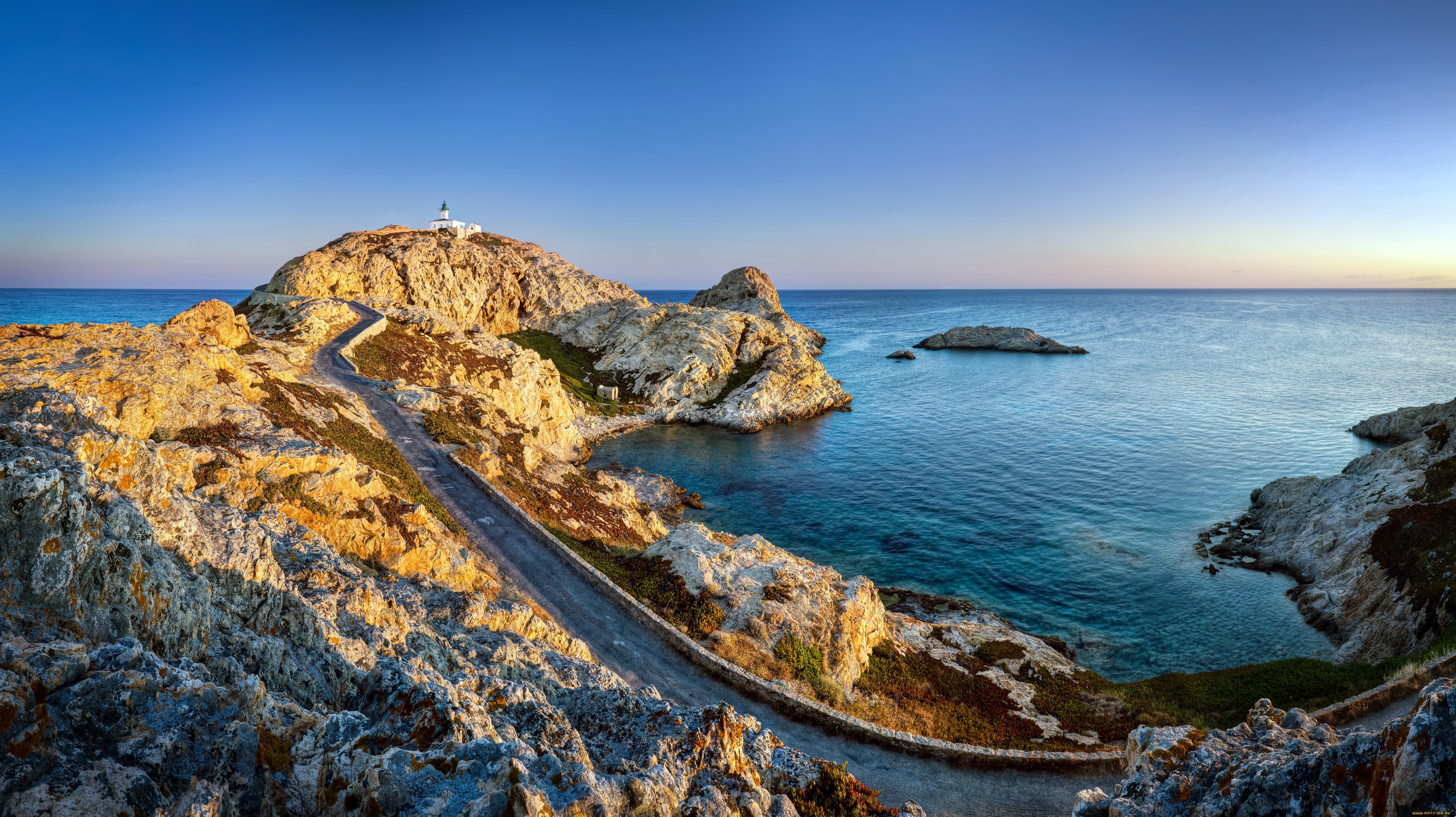 Road Coast Landscape Lighthouse Sea Corsica 5000x2807