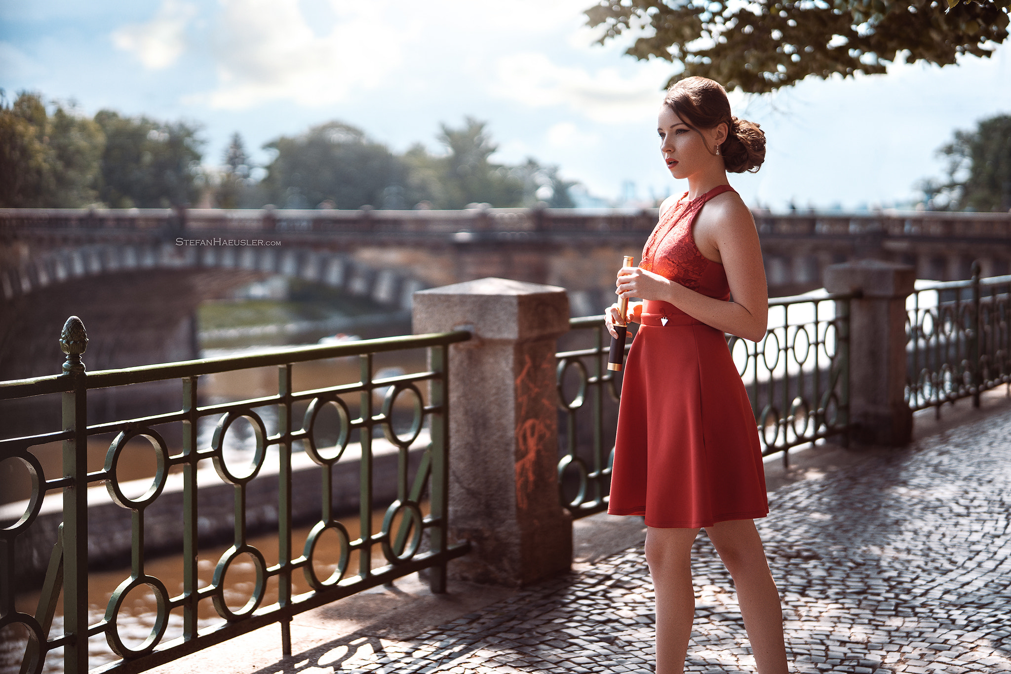 Viktoria Stephanie Stefan Hausler Women Model Red Dress Watermarked Viktoria Kummer 2048x1366
