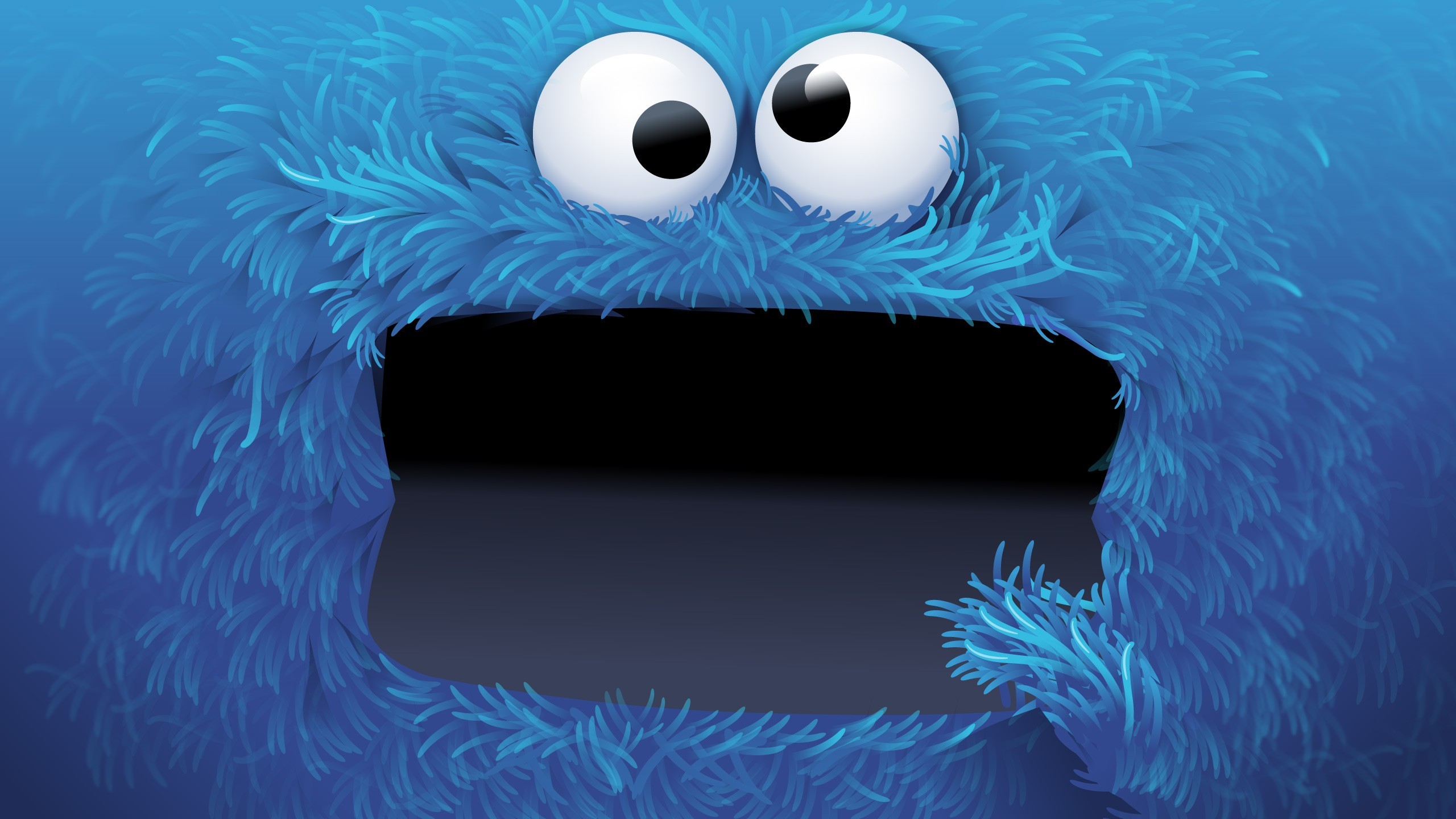 Eyes Cookie Monster Face Blue Artwork 2560x1440