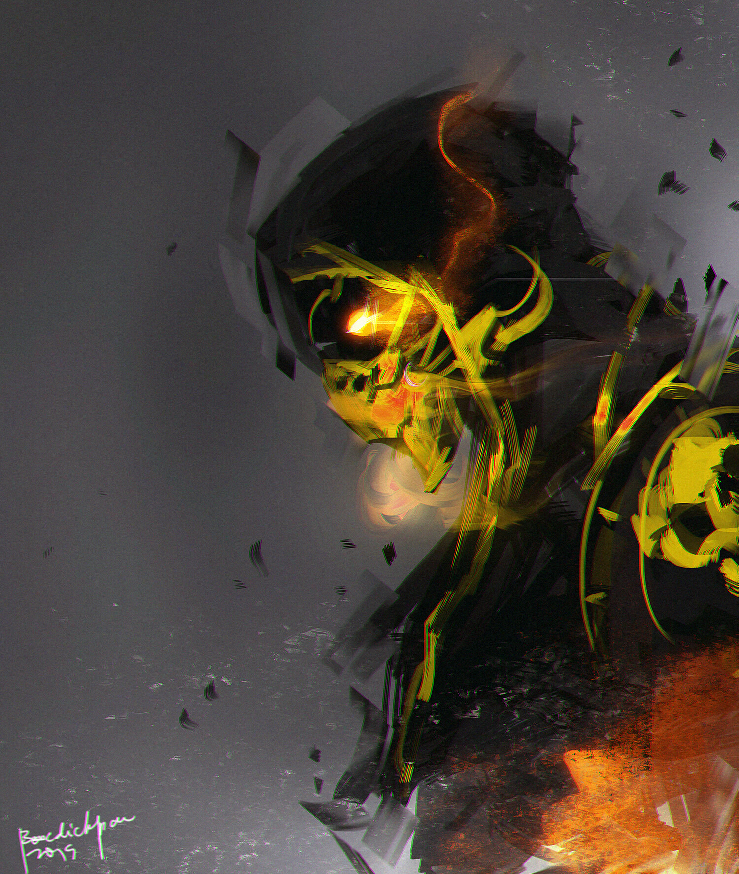 Artwork Digital Art Drawing Mortal Kombat Scorpion Video Games Vertical 1500x1773