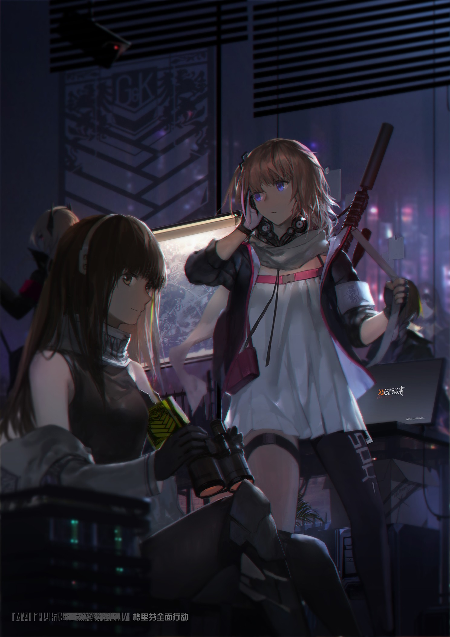 Anime Anime Girls Armor Dress Gun Long Hair Short Hair Weapon Yellow Eyes Blue Eyes Girls Frontline  1488x2105