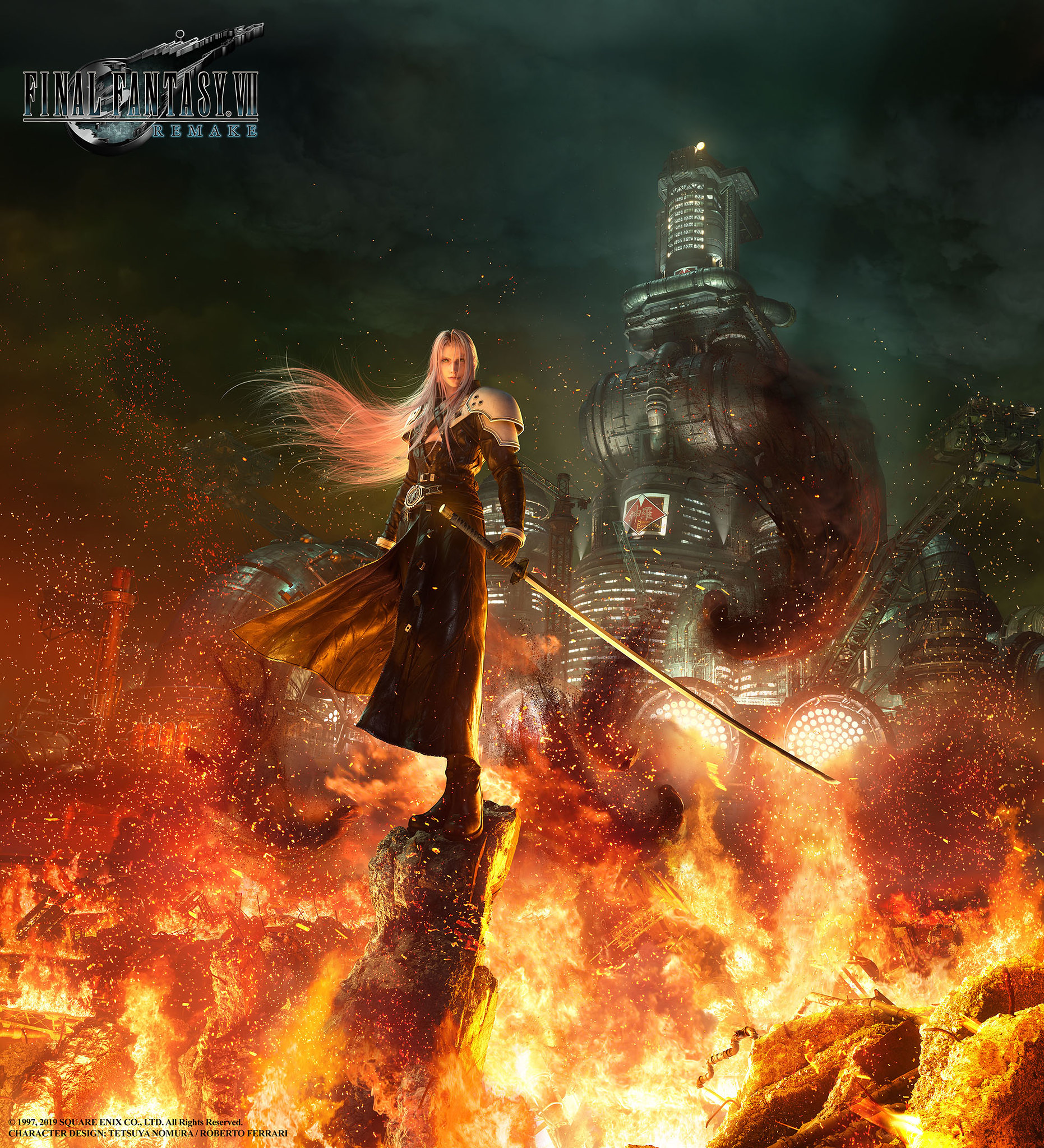 Video Games Midgar Shinra Sephiroth Fire Final Fantasy Vii Remake 1862x2048
