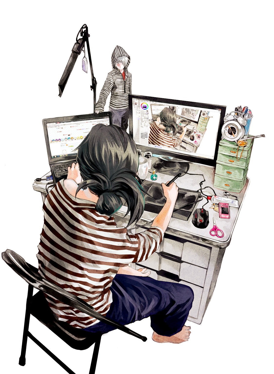 Anime Computer Desk Artwork Laptop Wacom Drawing 1126x1538