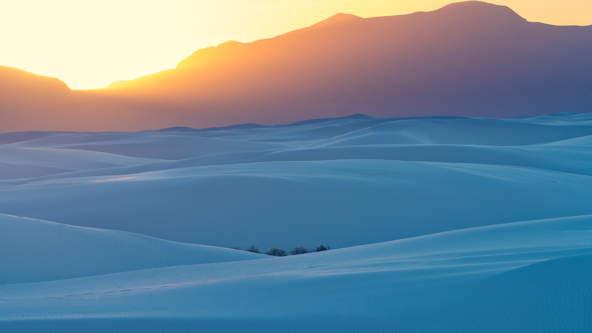 Nature Landscape Desert Sand Dunes Plants Sunset Sun Rays Mountains New Mexico USA Sky Far View 1920x1080