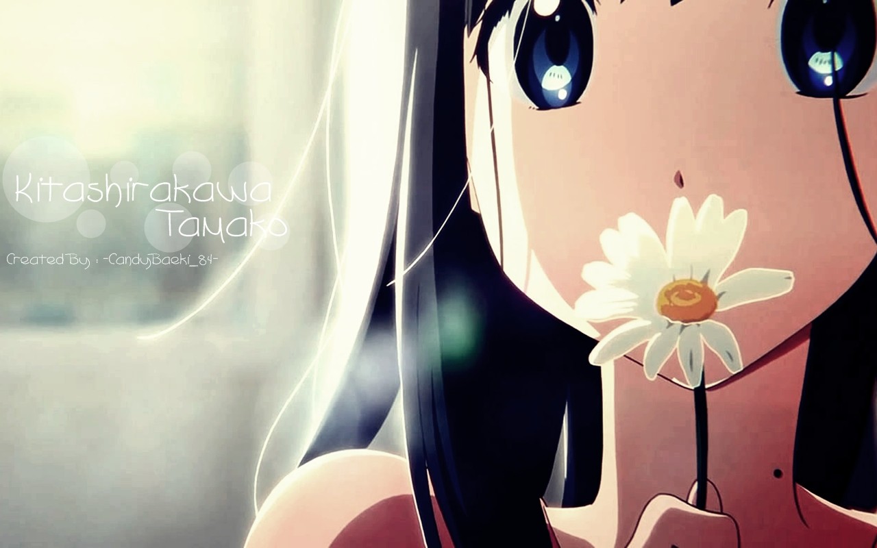 Tamako Market Anime Girls Anime Flowers White Flowers Blue Eyes Face 1280x800