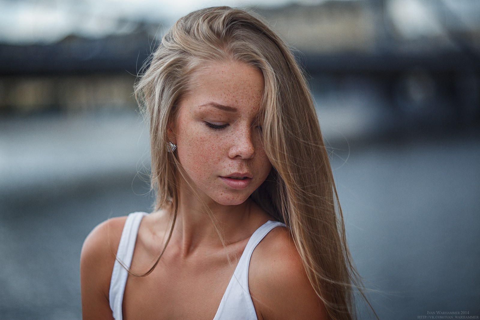 Women Blonde Face Portrait Freckles Closed Eyes Model Women Photography Kristina 1600x1067