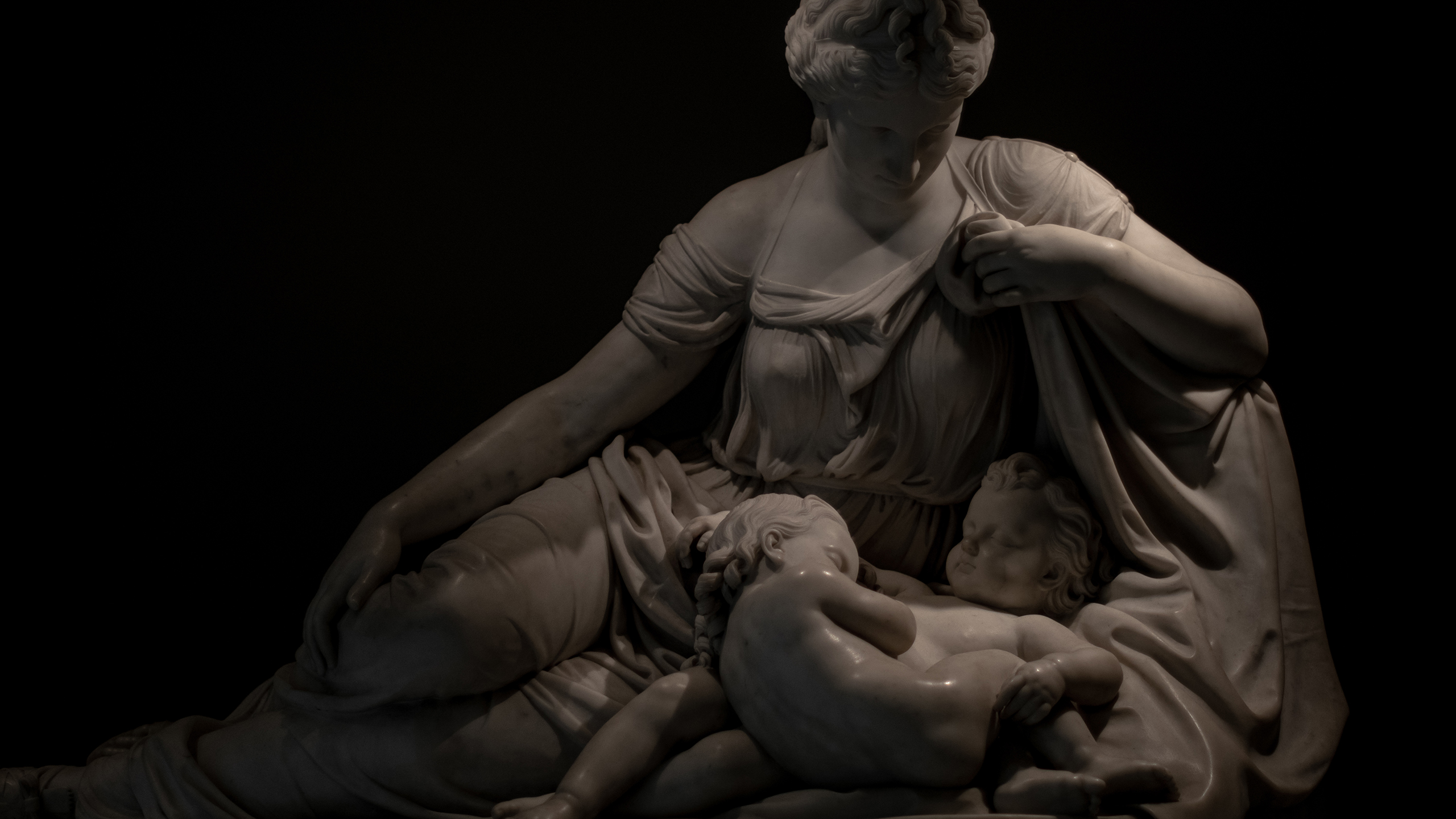 Ancient Greek Sculpture Sculpture Mother Baby 2560x1440