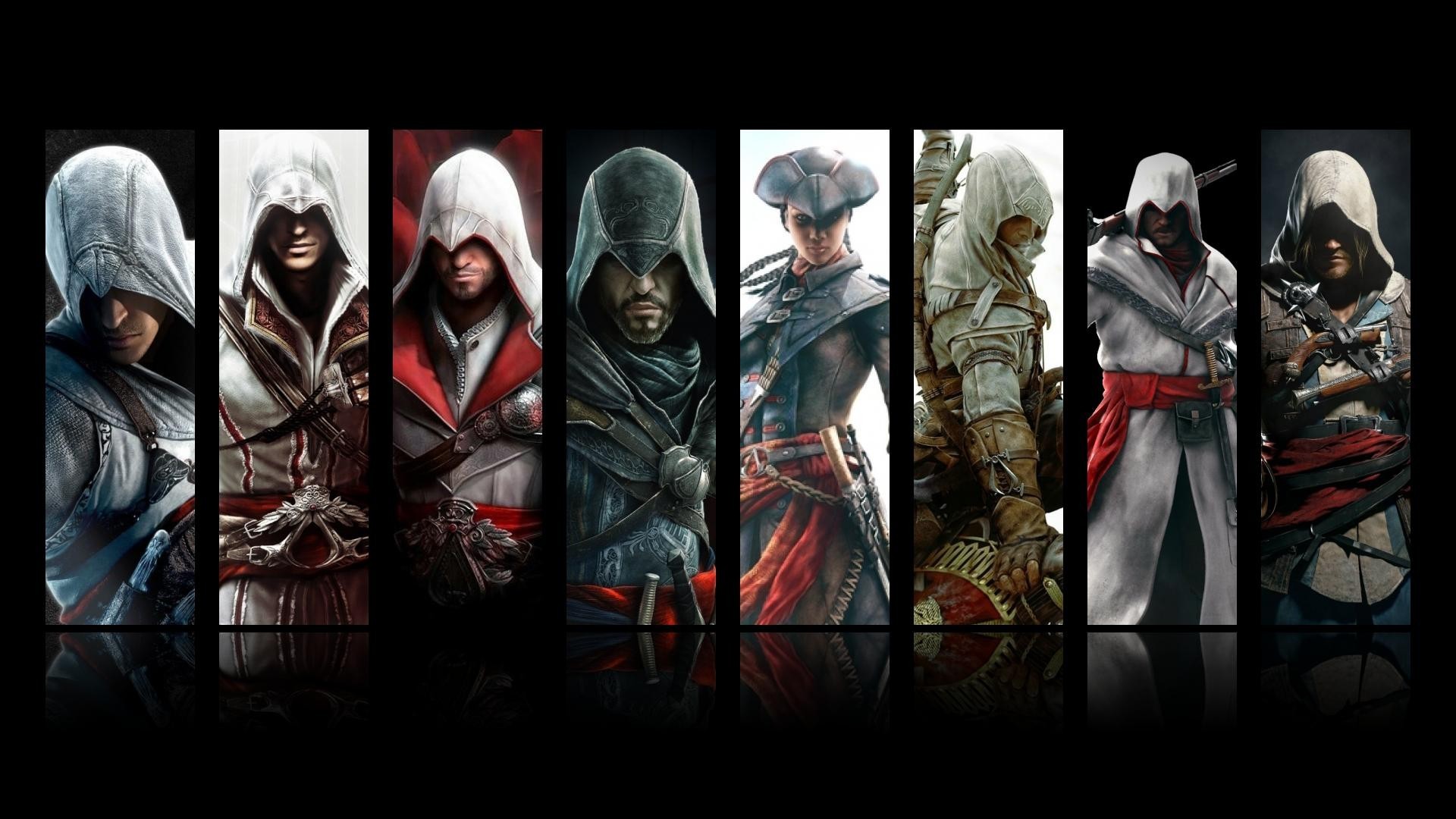 Assassins Assassins Creed Video Games Altair Ibn LaAhad Ezio Auditore Da Firenze Collage 1920x1080