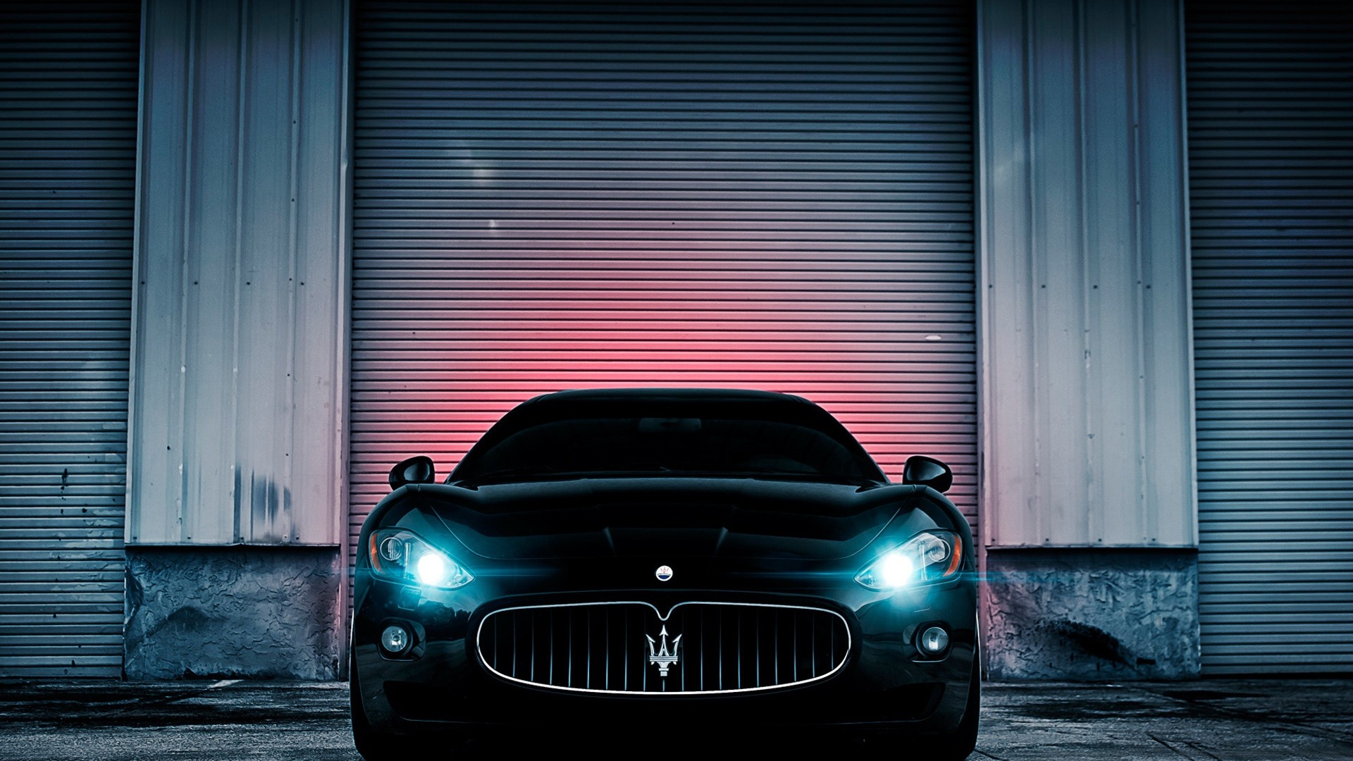 Car Sports Car Black Cars Maserati Maserati GranTurismo Lights Urban Garages Building 1920x1080