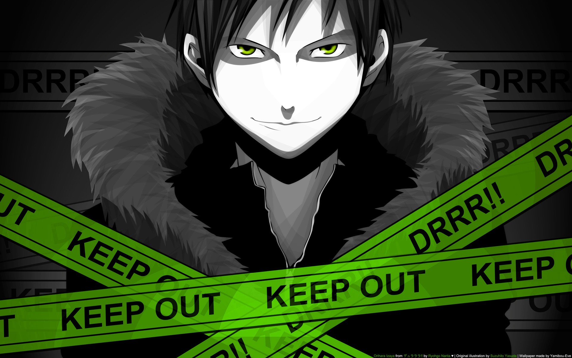 Anime Orihara Izaya Durarara Durarara Durarara Green Eyes Police Tape 1920x1200