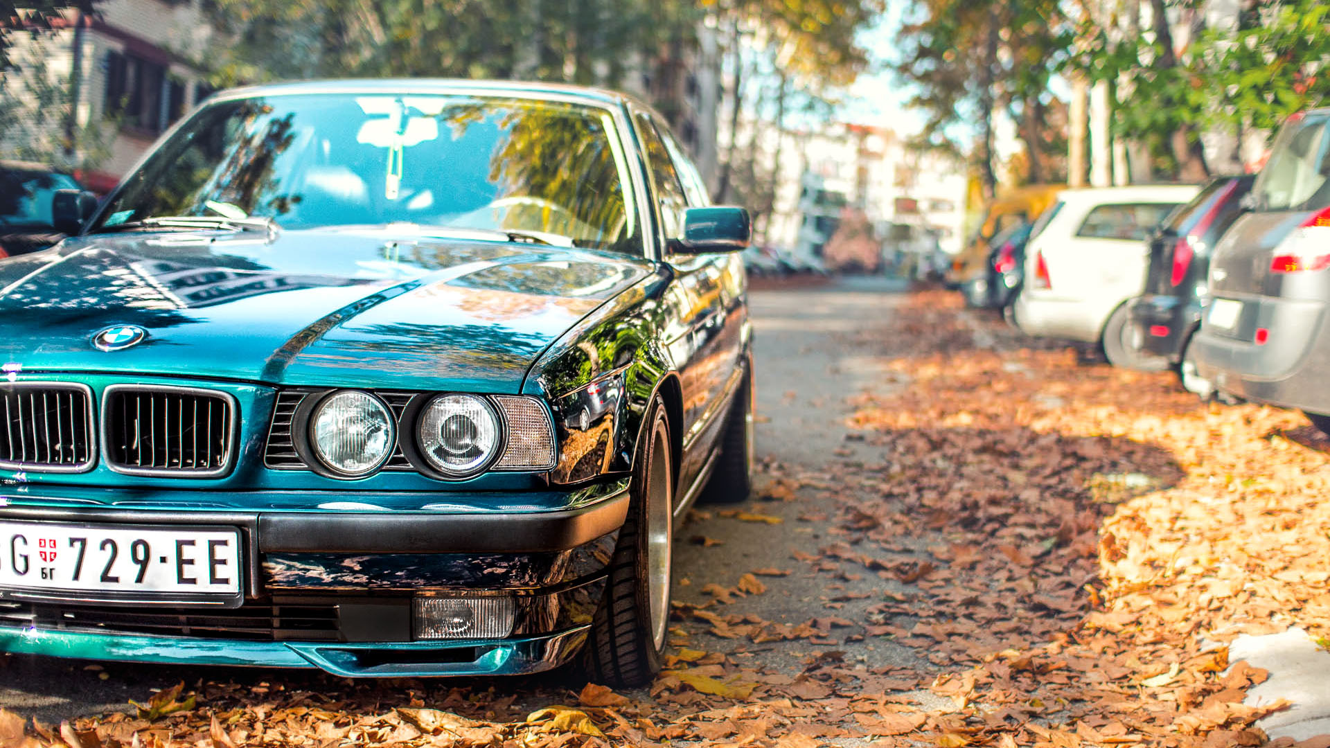 Car BMW Leaves Fall BMW E34 BMW 5 Series 1920x1080