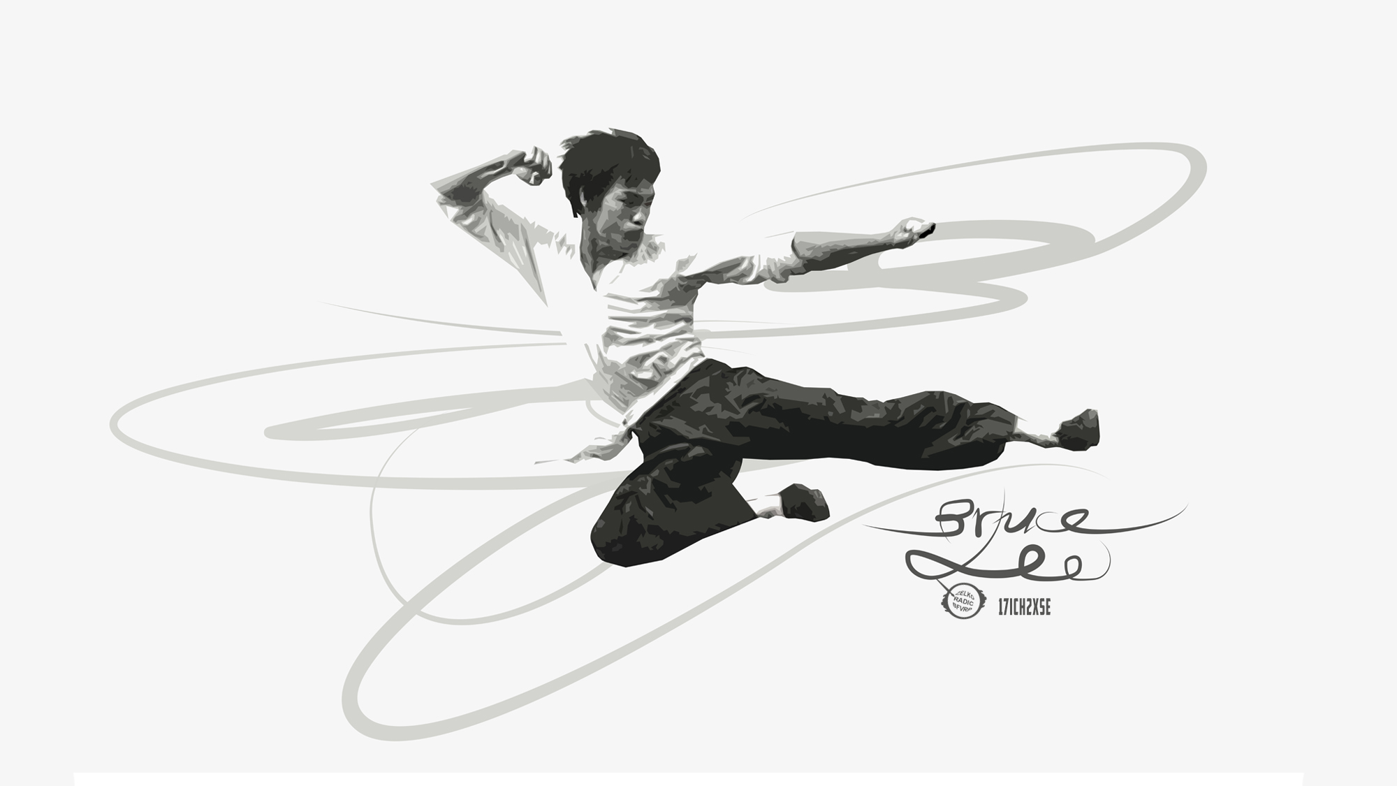 Bruce Lee Jump Kung Fu Artistic Black Amp White 2000x1125