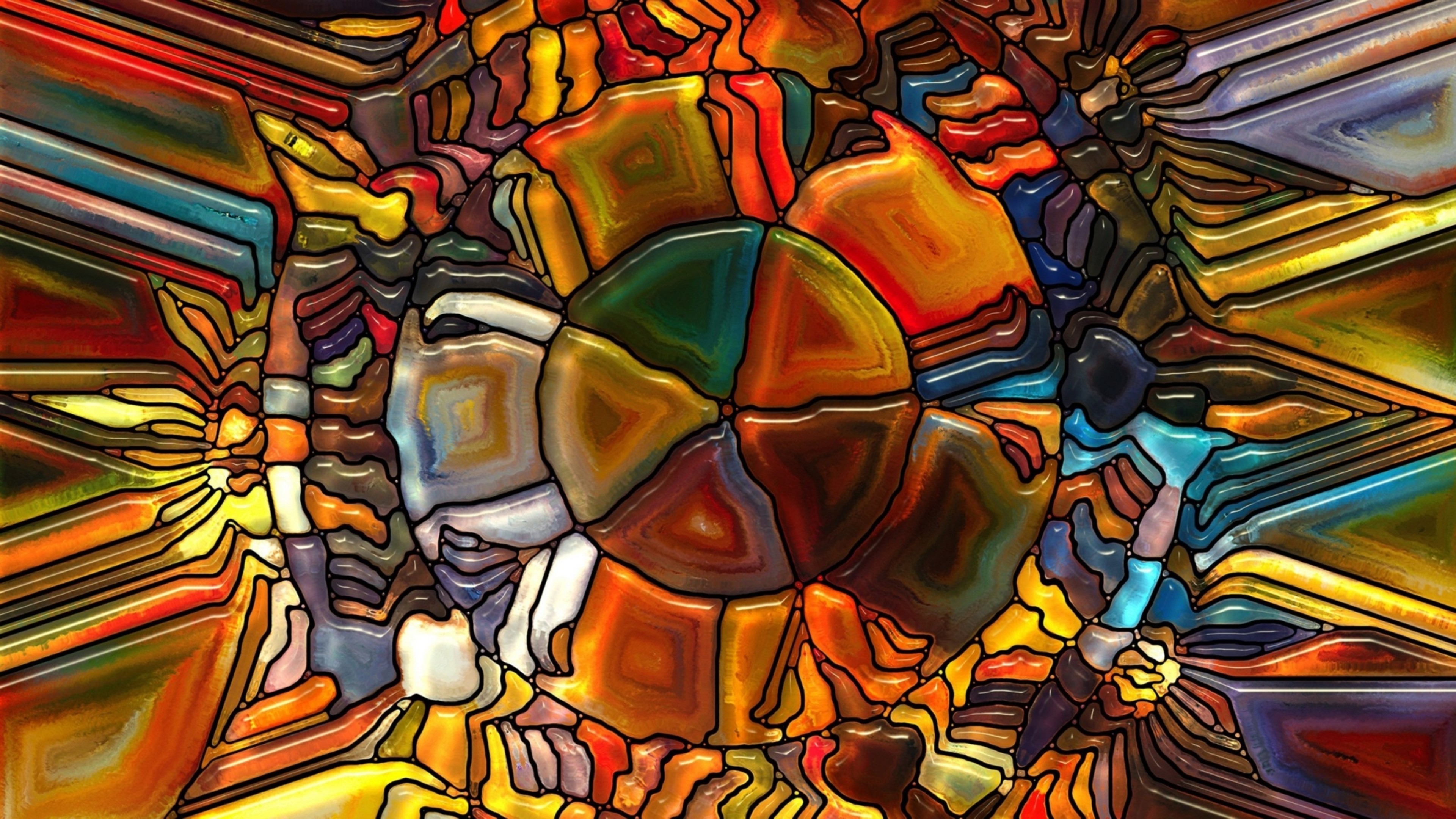 Digital Art Abstract Colorful CGi Circle Glass Lines Broken 3840x2160